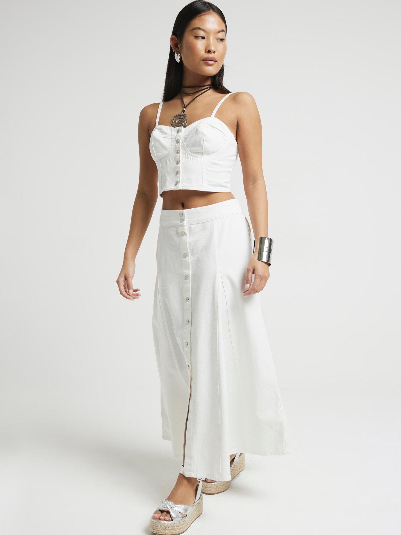 undefined Godet Skirt - White