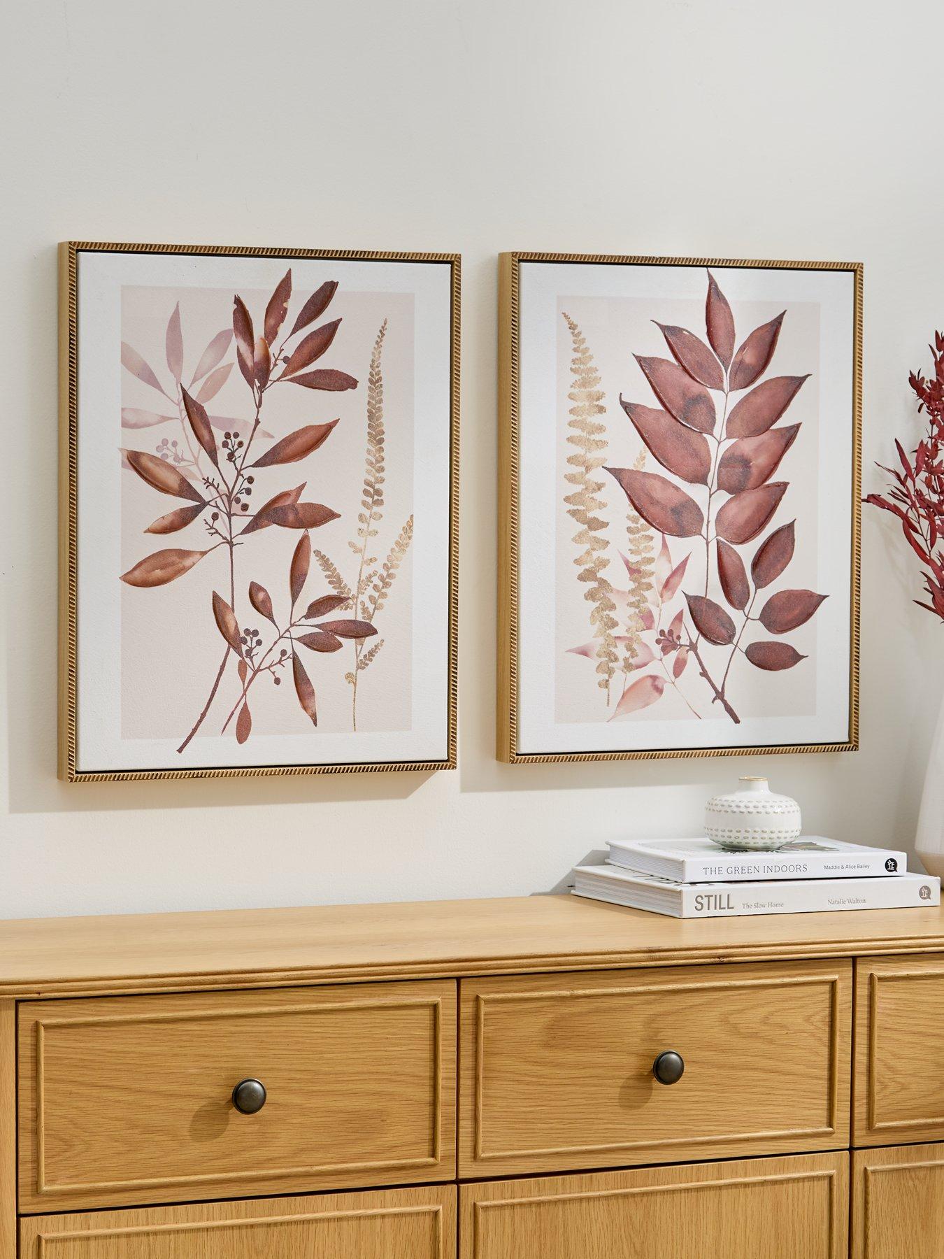 Product photograph of Very Home Set Of 2 Dried Leaf Canvas 50x40cm from very.co.uk
