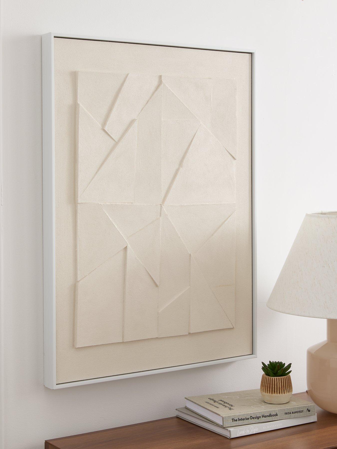 Product photograph of Very Home Framed White Hand Painted Art 80x60cm from very.co.uk