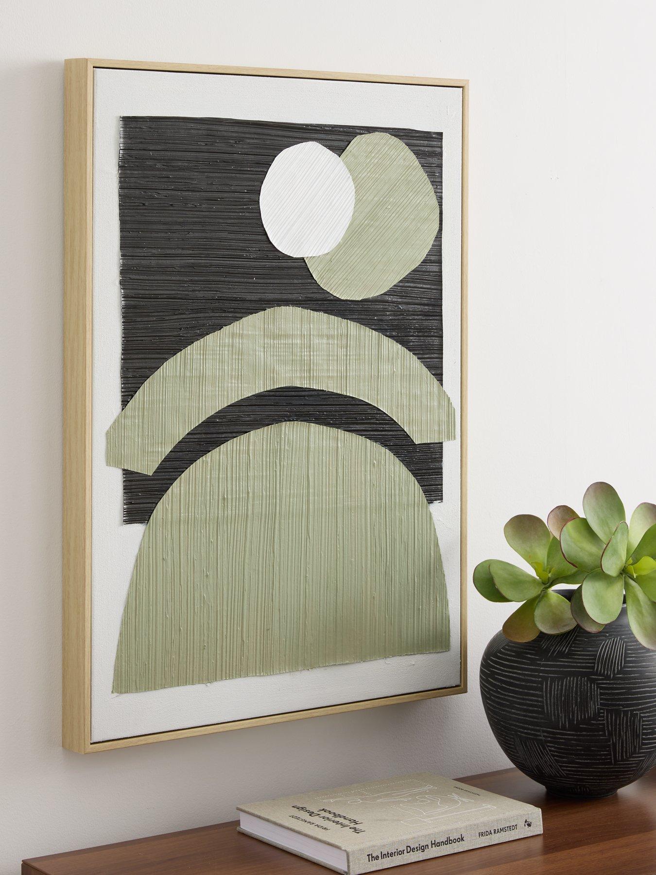 Product photograph of Very Home Green Black Abstract Wall Art 70x50cm from very.co.uk