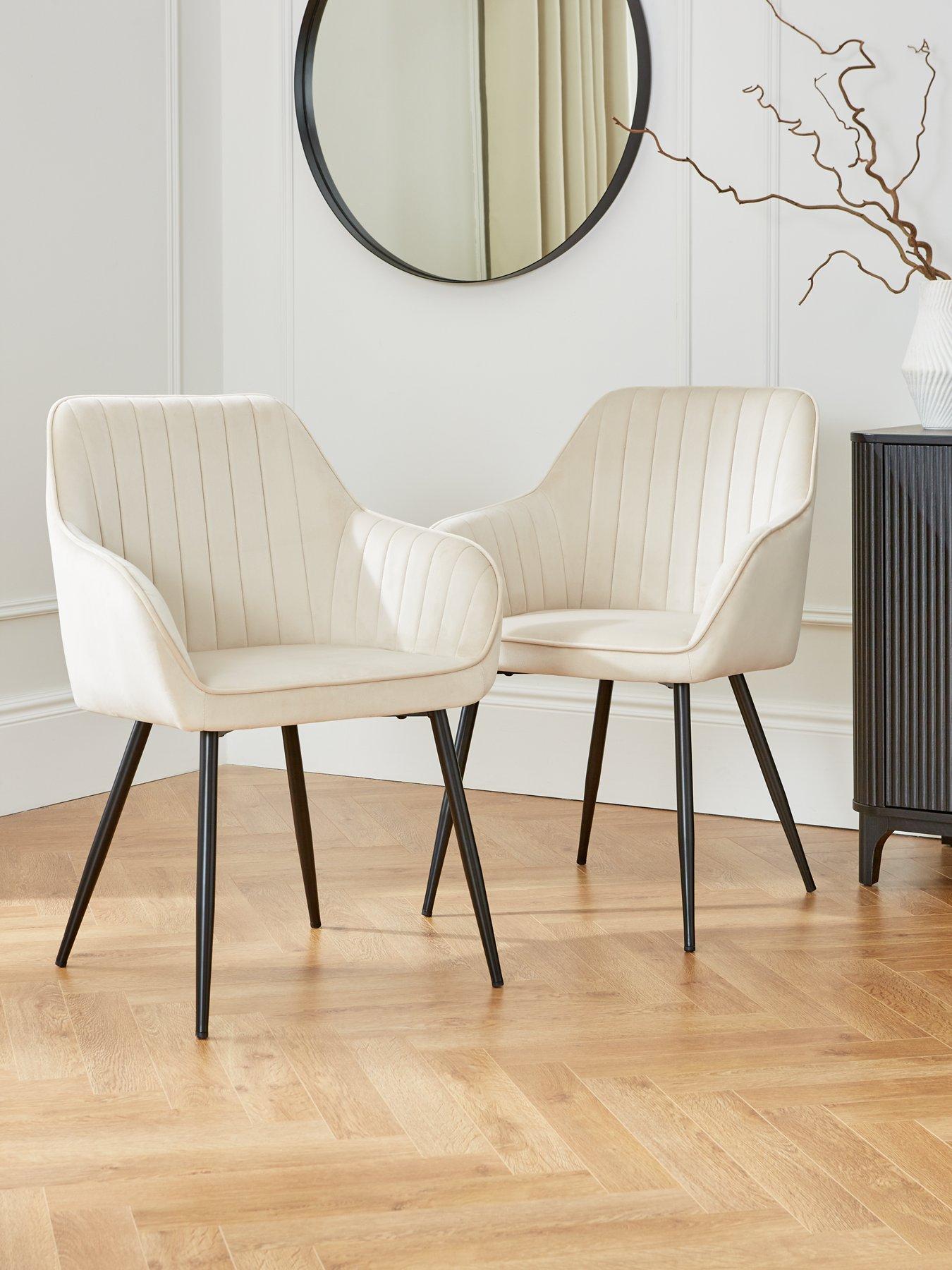 Product photograph of Very Home Alisha Pair Of Fabric Dining Chairs - Natural - Fsc Reg Certified from very.co.uk