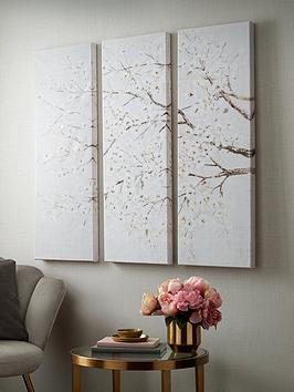 Product photograph of Art For The Home Blossom Tree Trail Set Of 3 Canvases from very.co.uk