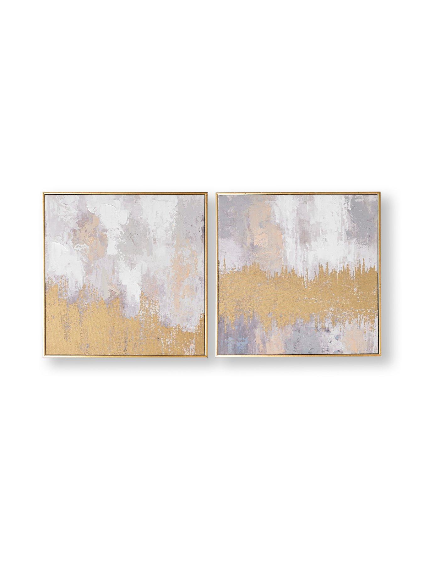 Product photograph of Art For The Home Laguna Mist Set Of 2 Hand-painted Canvas Prints from very.co.uk