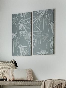 Product photograph of Art For The Home Bamboo Blooms Set Of 2 Canvases from very.co.uk