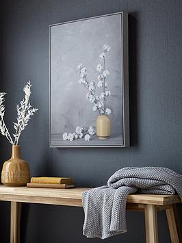 Product photograph of Art For The Home Cotton Flower Sprigs Framed Canvas from very.co.uk