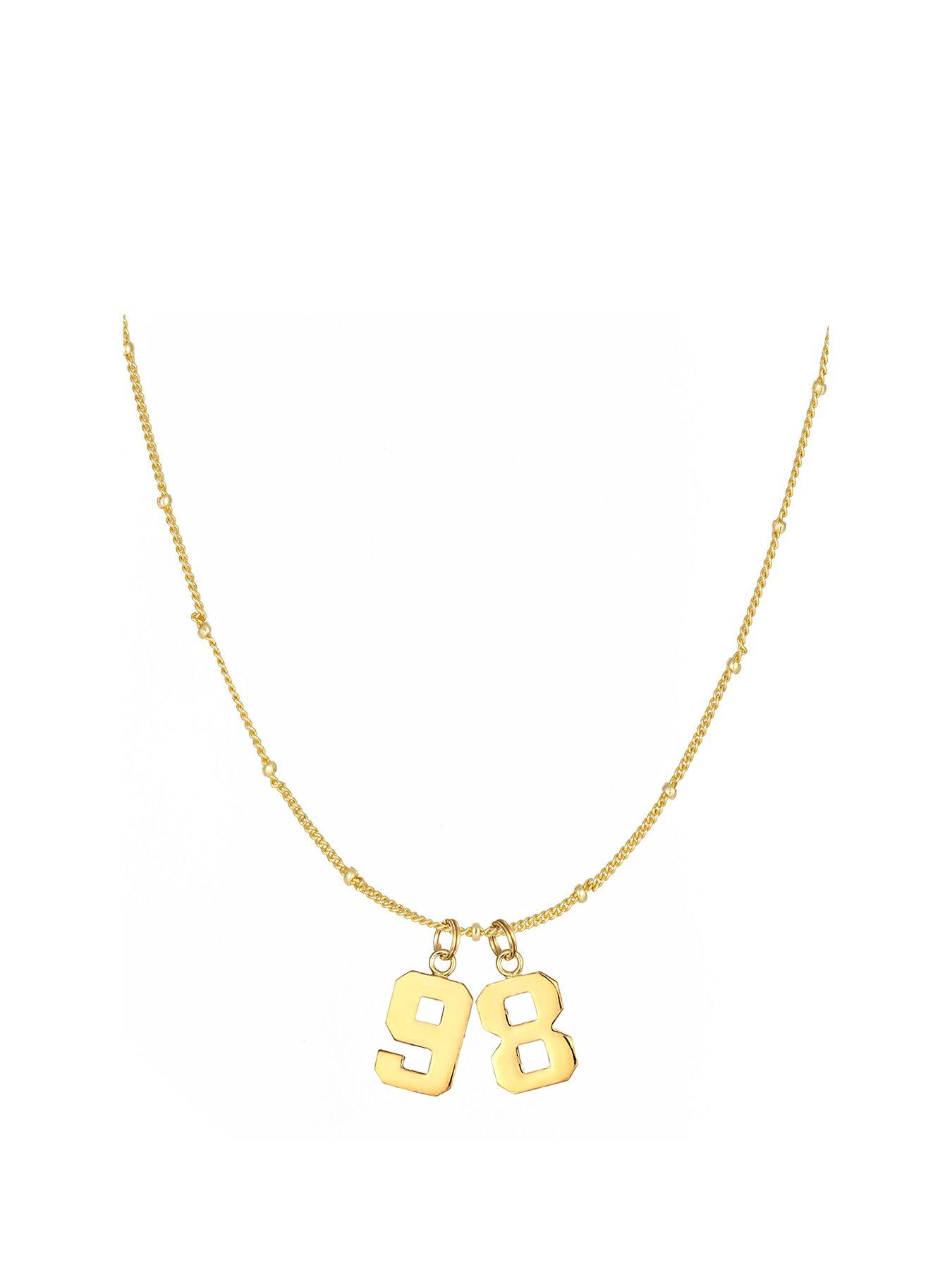Product photograph of The Love Silver Collection 18ct Gold Plated Sterling Silver Numbers Pendant On Saturno Chain from very.co.uk