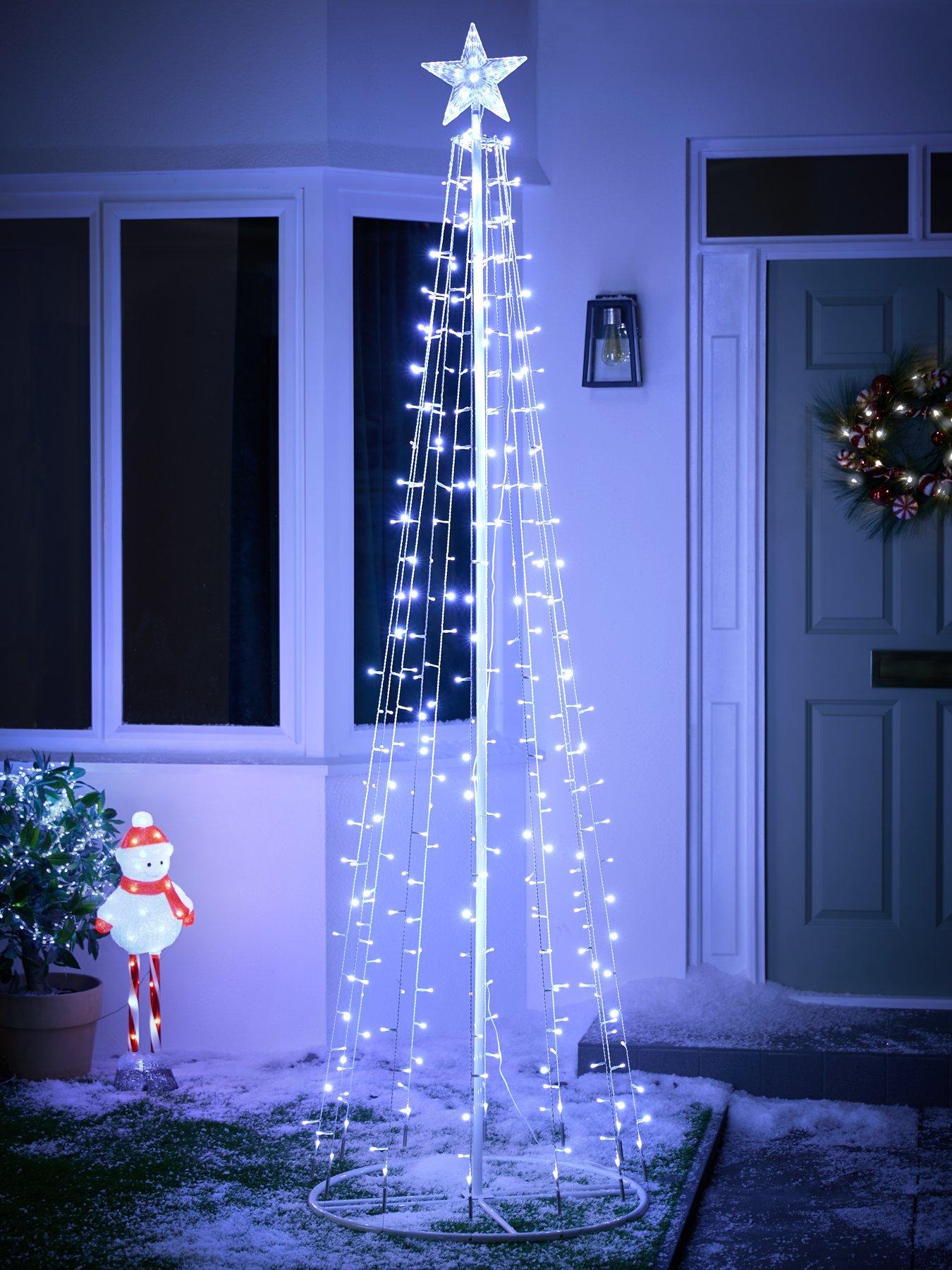 Metal Outdoor Lighted Christmas Trees Unbranded 6 Ft. Green PE