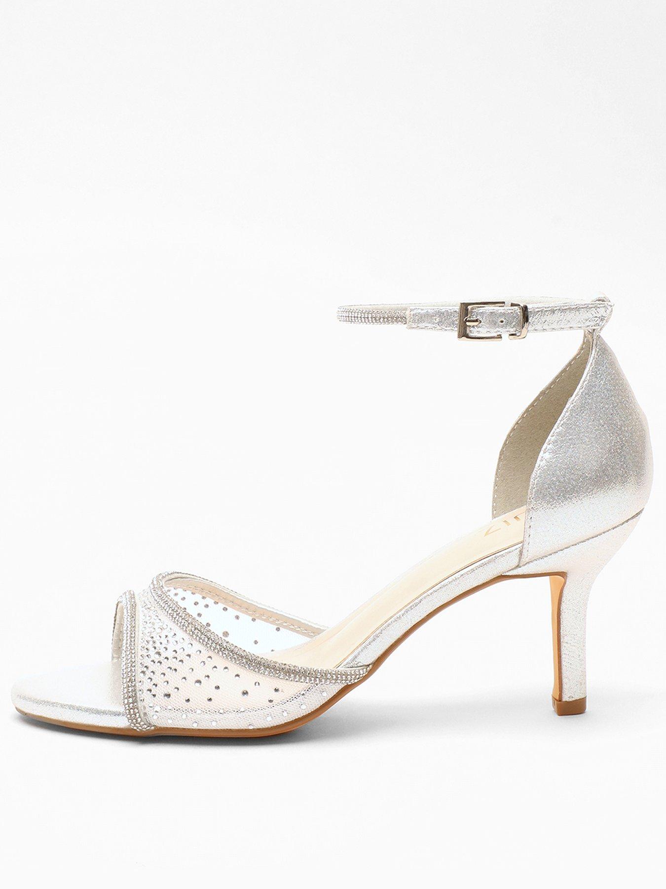 Quiz silver store shimmer diamante sandals