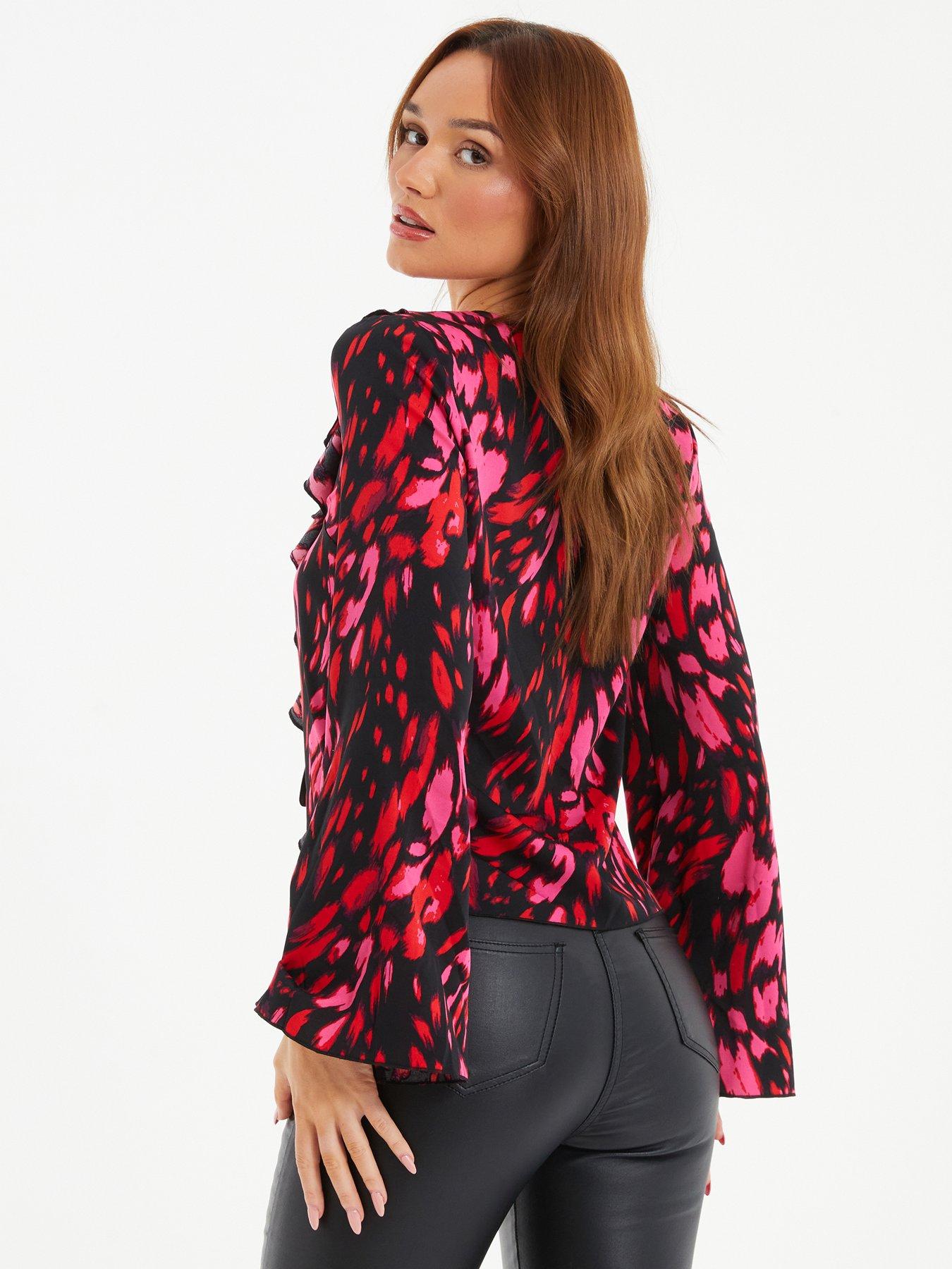 OP-267 ANIMAL PRINT TIE NECK BLOUSE 6 PIECES 2/S 2/M 2/L