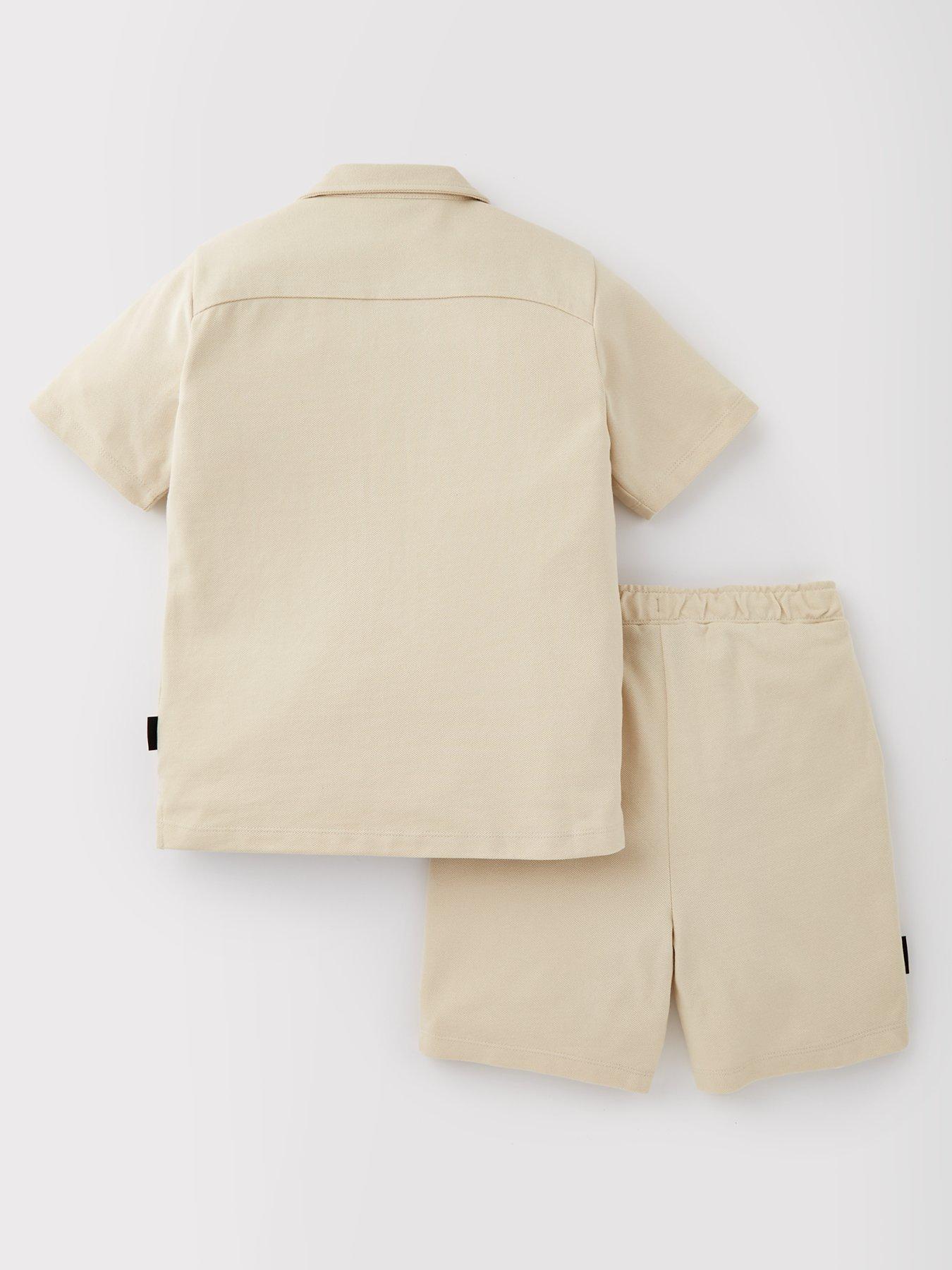 Image 2 of 4 of Ellesse Junior Boys Jonita Shirts & Short Set - Light Brown