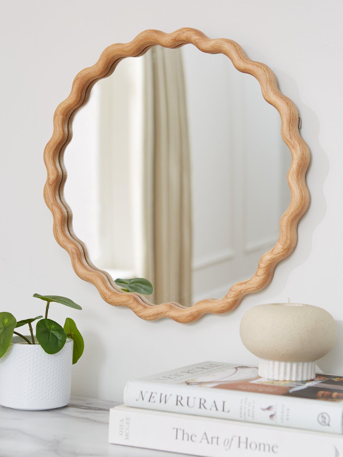 Very Home Squiggle Wooden Circle Mirror 40cm