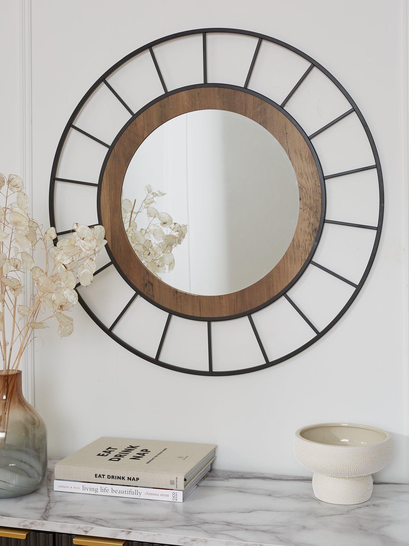 Product photograph of Very Home Black Wire Edge Mirror With Wooden Inner Frame 80cm from very.co.uk