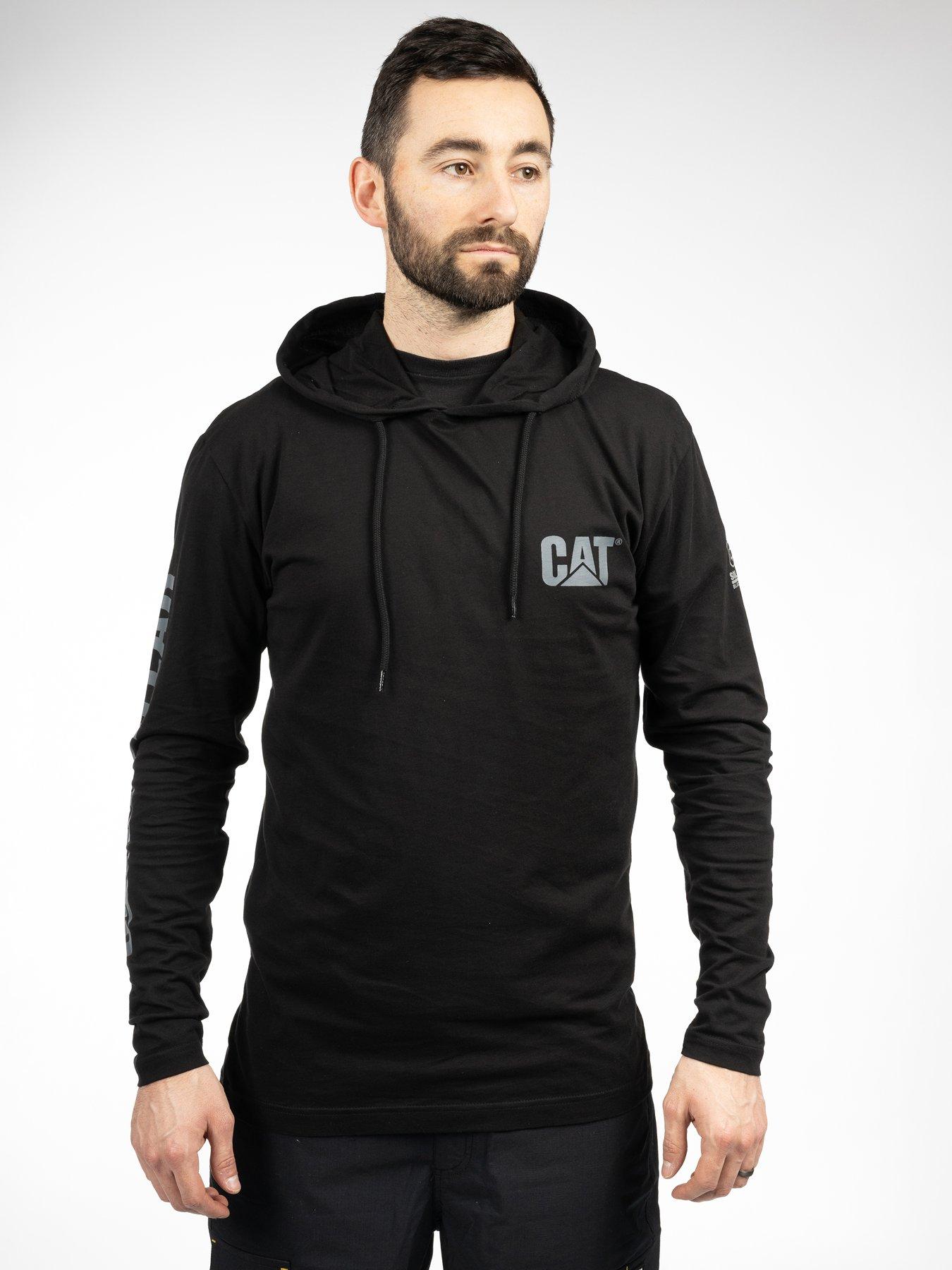 Black hooded long sleeve shirt hotsell