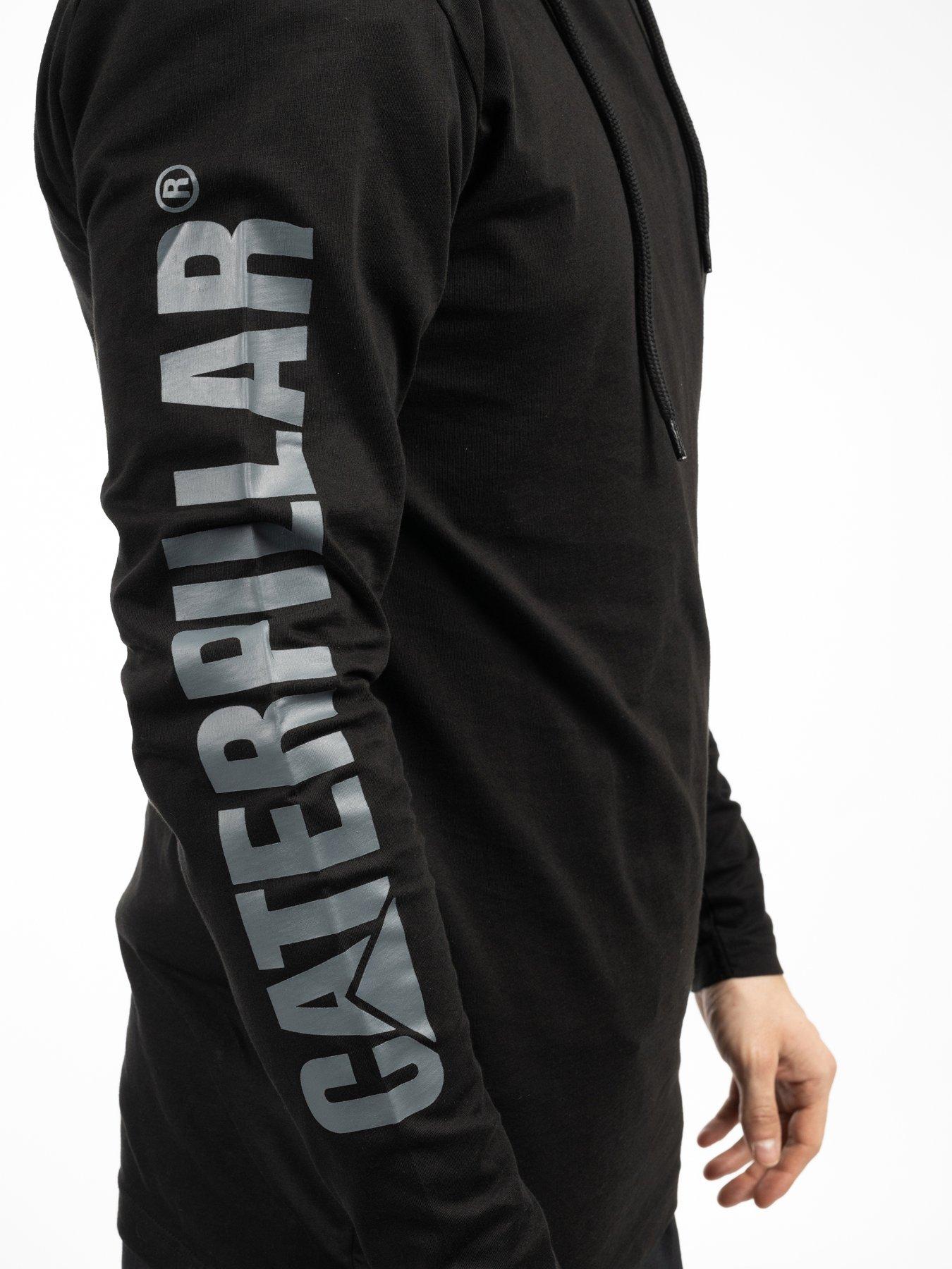 Black hooded long sleeve shirt hotsell