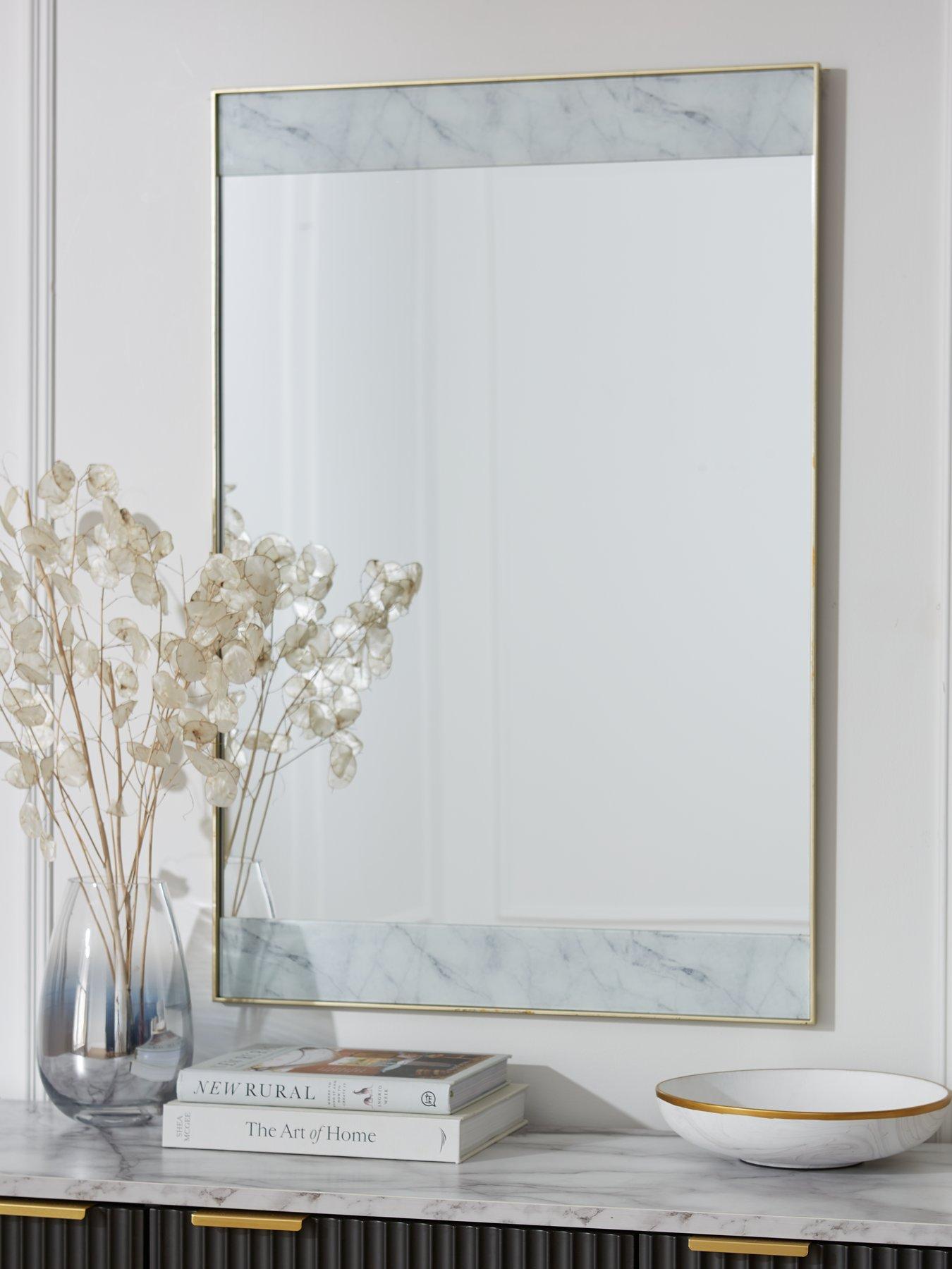 Product photograph of Very Home Marble Brass Wall Mirror 91x61cm from very.co.uk