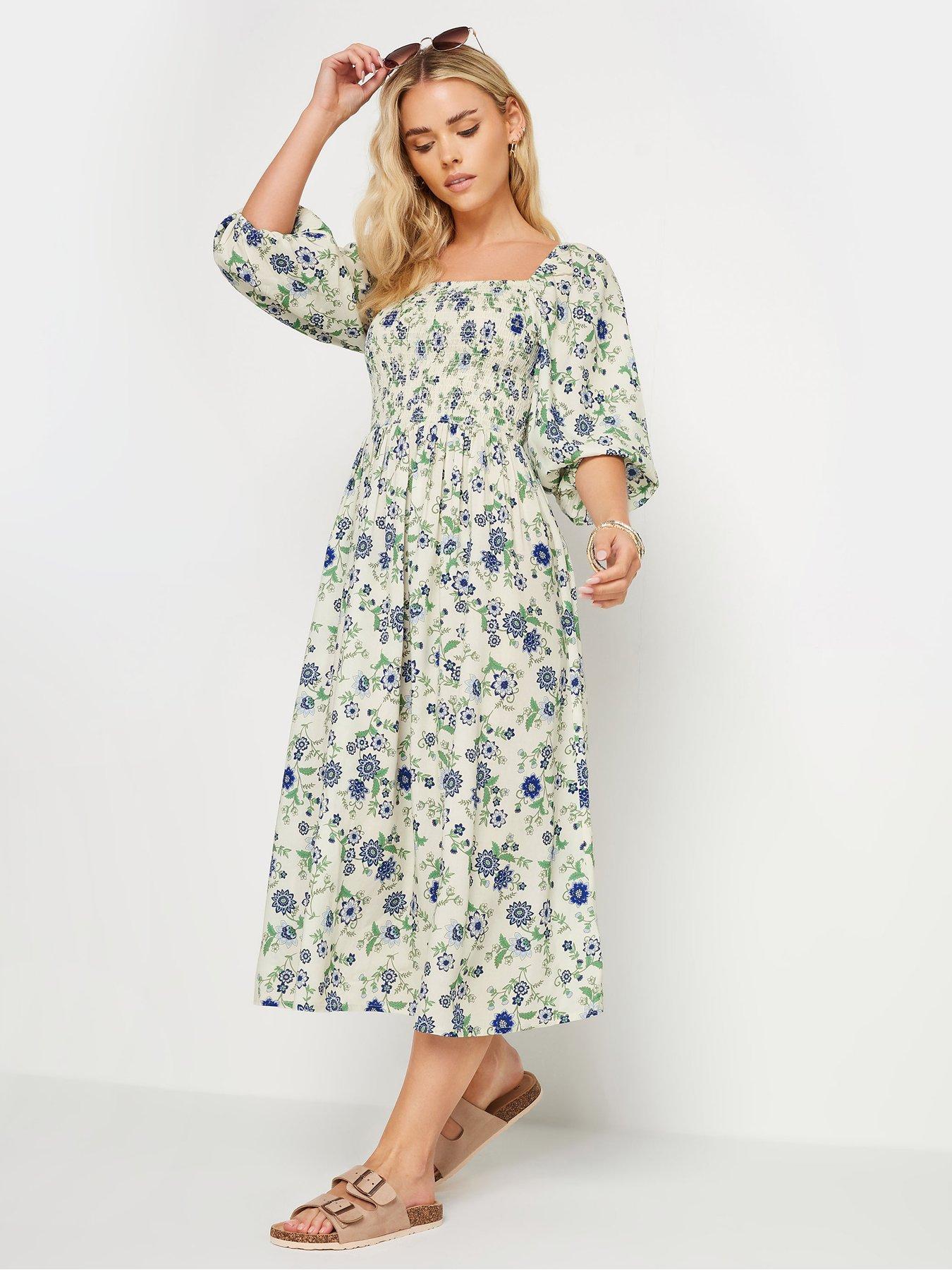 PixieGirl Petite Blue Furnishing Floral Midi Dress | Very