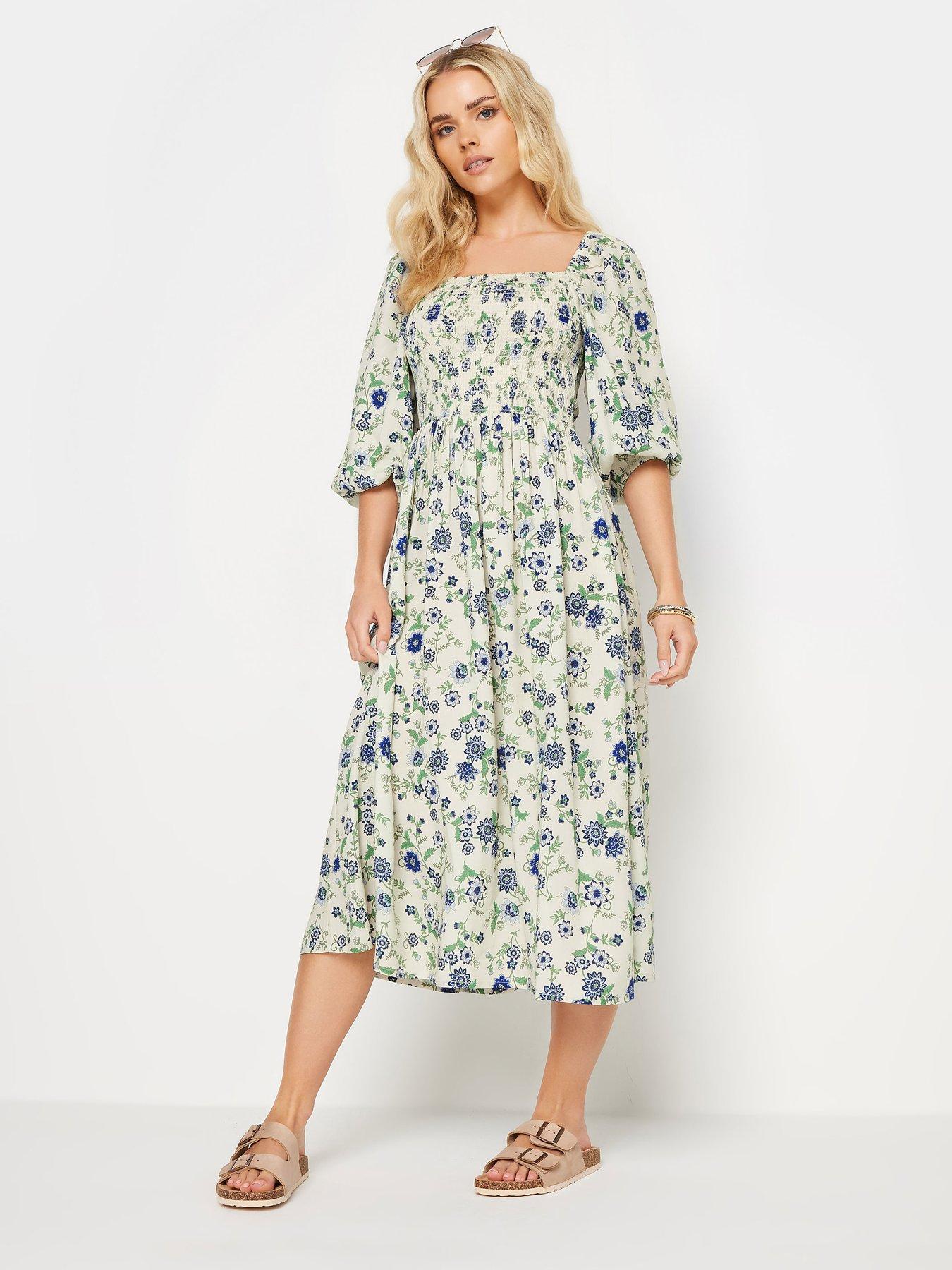 PixieGirl Petite Blue Furnishing Floral Midi Dress | Very