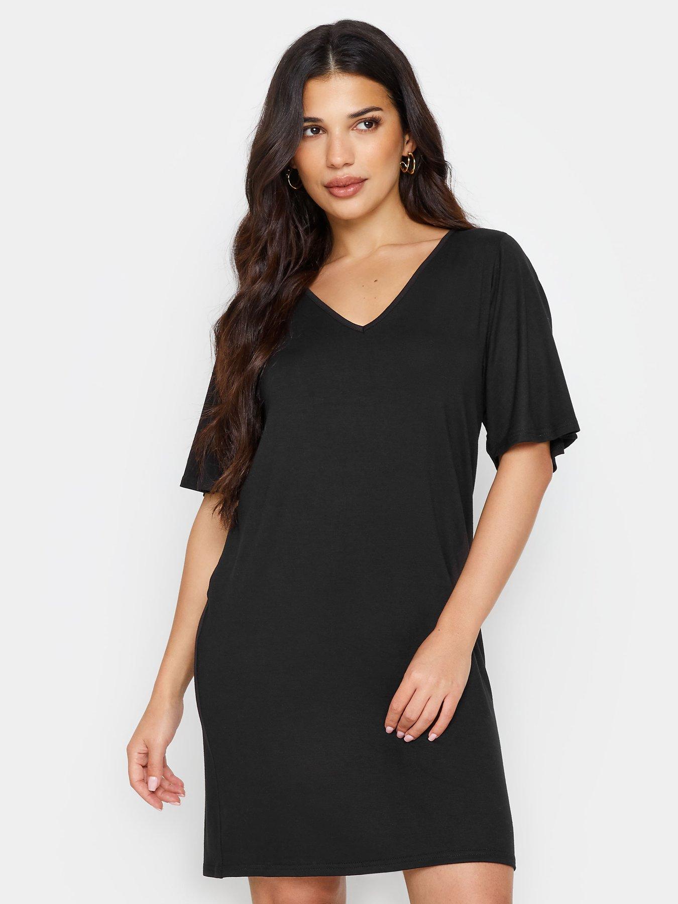 petite black tie dress