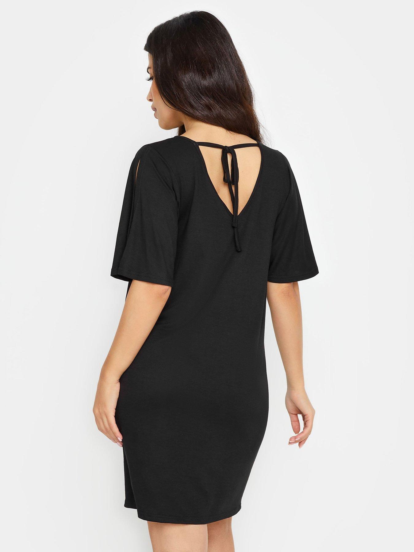 petite black tie dress
