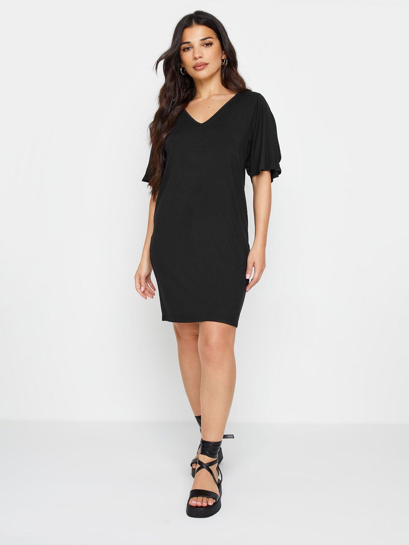 petite black tie dress