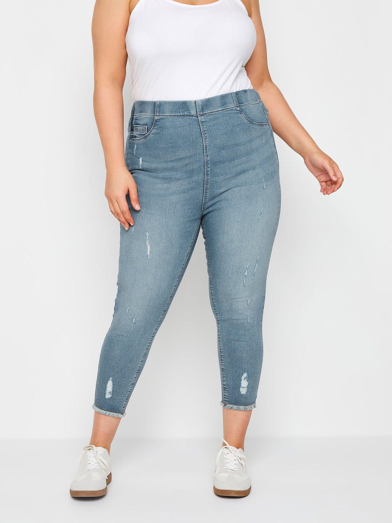 Yours Curve Cat Scratch Crop Jegging Light Blue