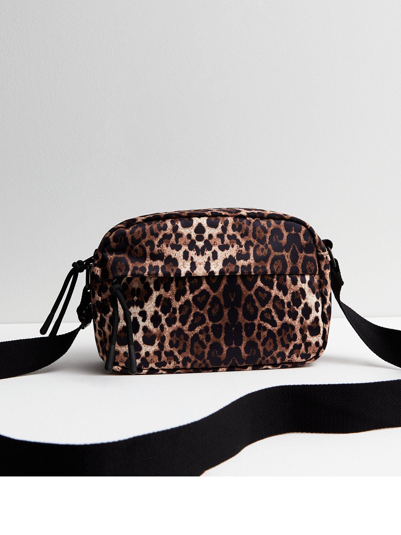 Brown Leopard Print Cross Body Camera Bag