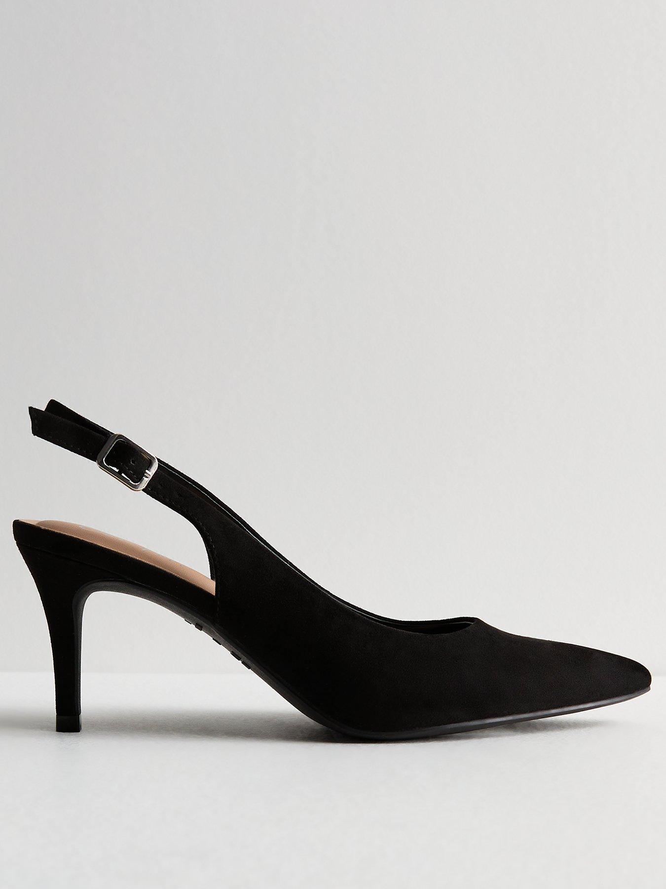 undefined Black Suedette Slingback Stiletto Heel Court Shoes