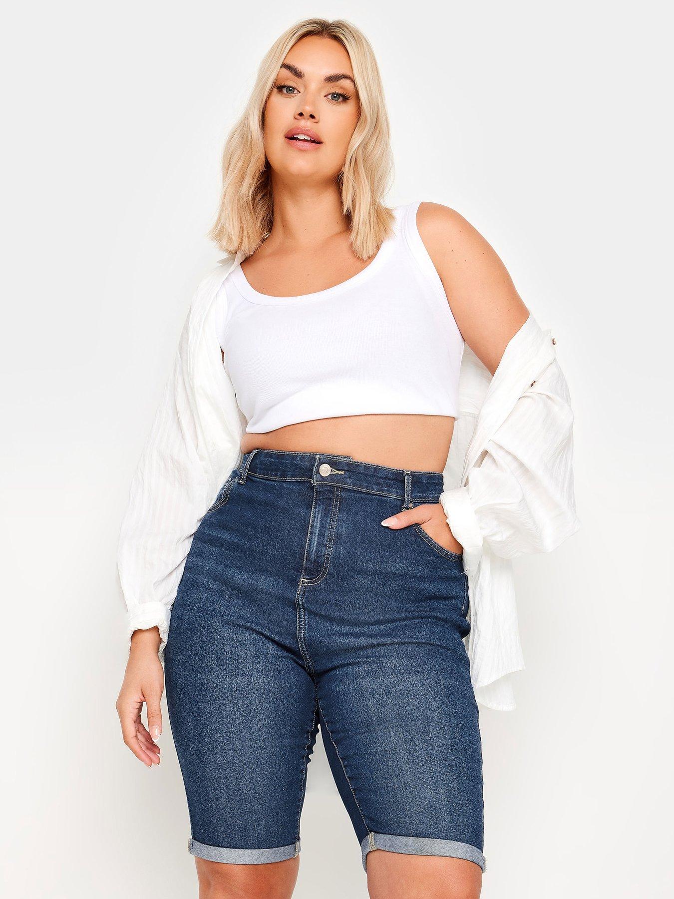 Yours Curve Basic Denim Short Mid Blue