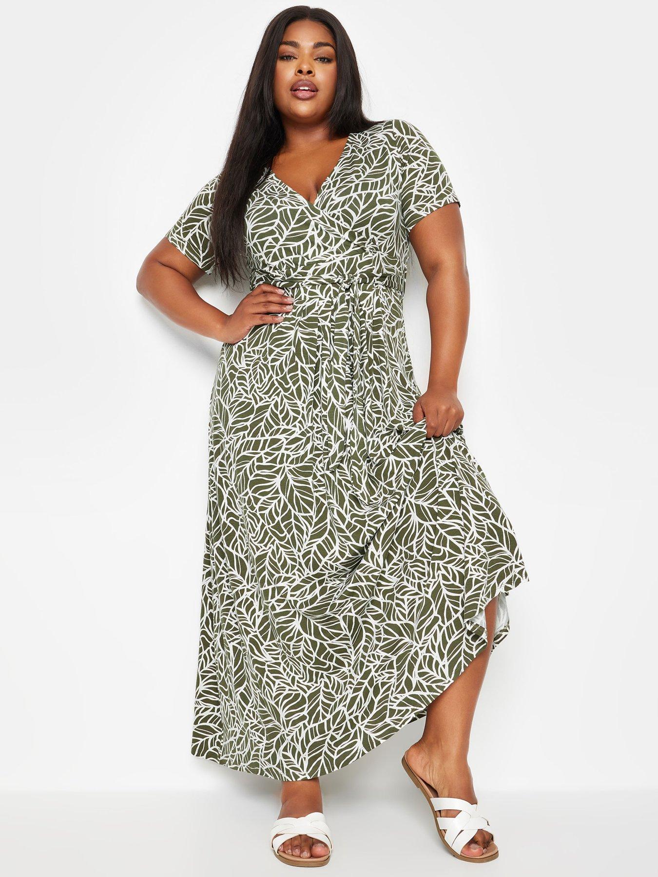 Green and white wrap dress hotsell