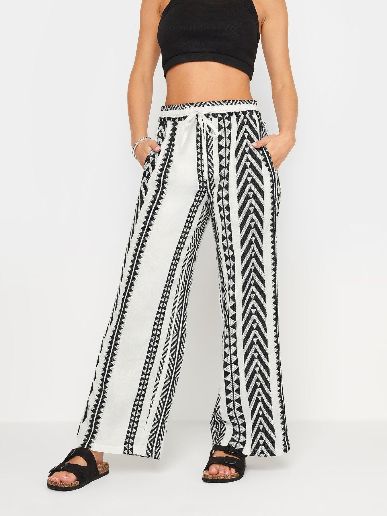 pixiegirl-petite-black-aztec-wide-leg-trousers