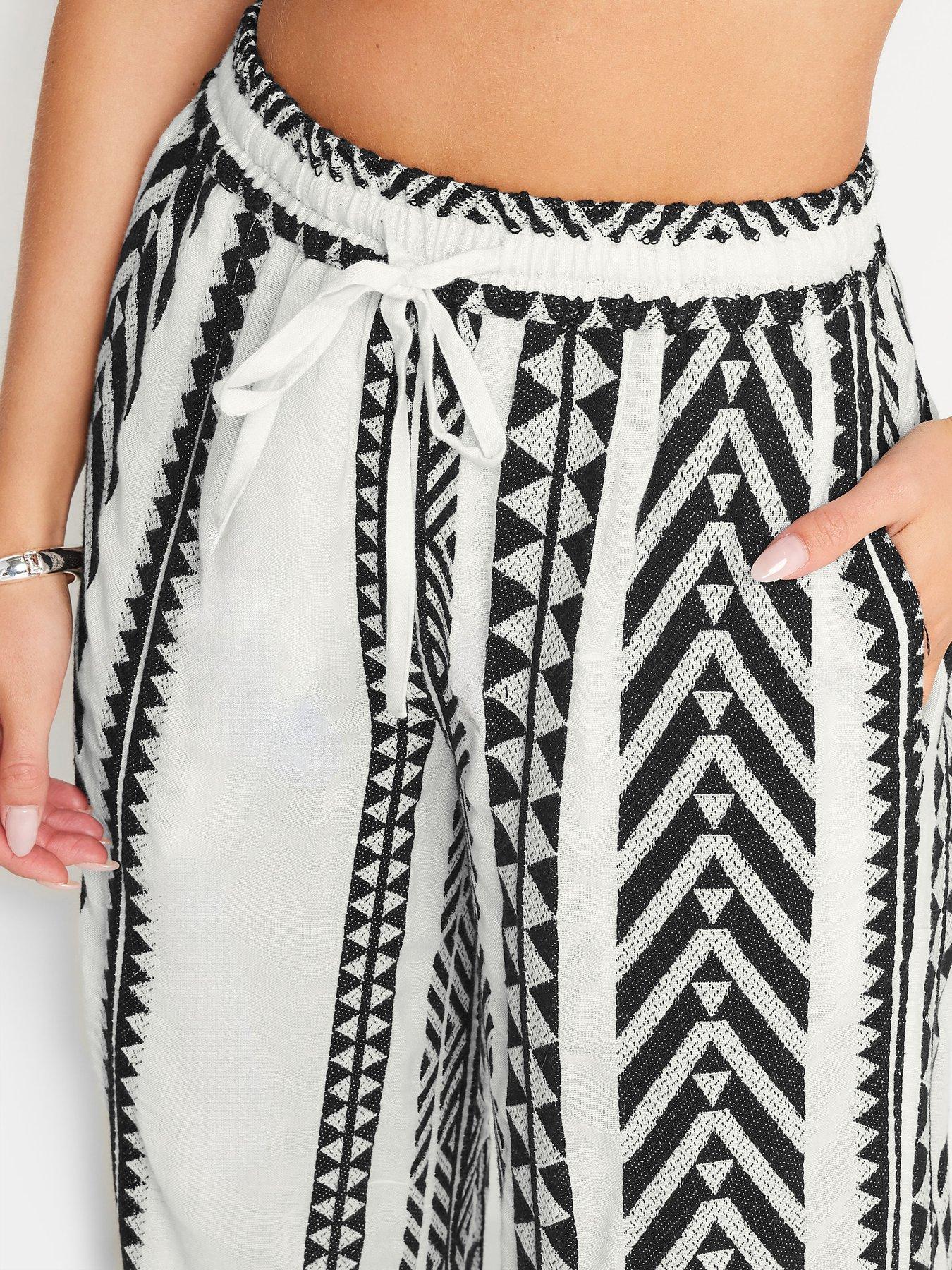 Aztec Sun Print Baggy Trousers Black main image 1
