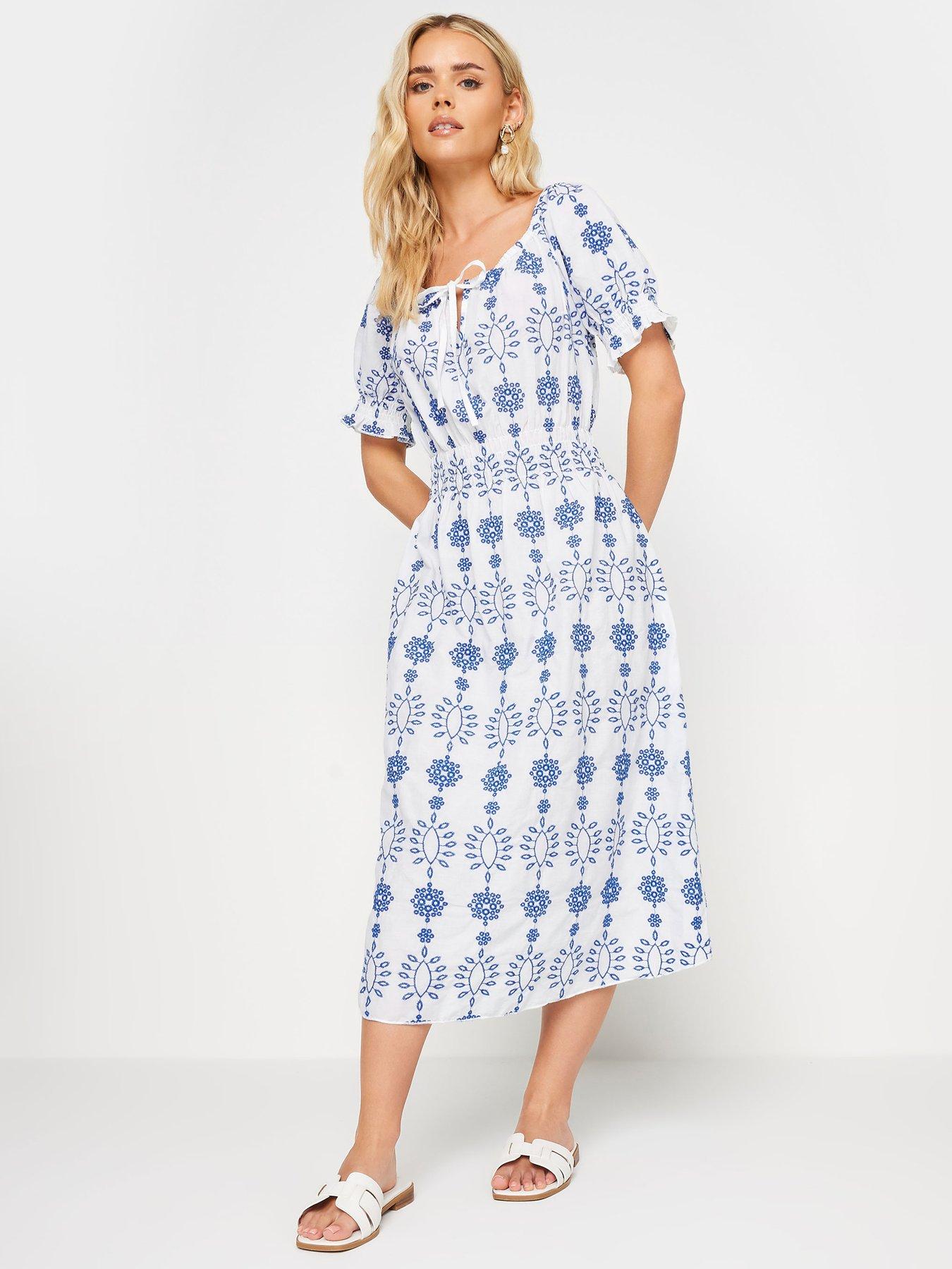 Pixie Dress in Brown, White & Blue main image 1