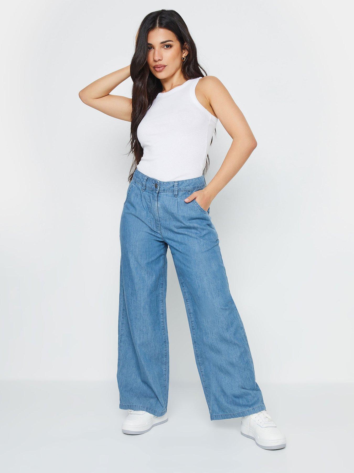 PixieGirl Petite Blue Chambray Wide Leg Jean | Very.co.uk