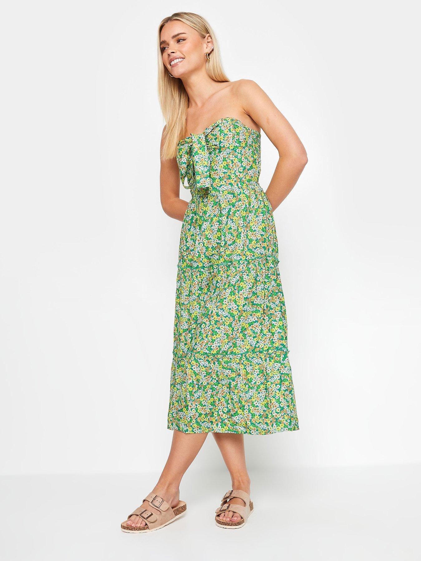 PixieGirl Petite Green Ditsy Halter Midi Dress | Very.co.uk