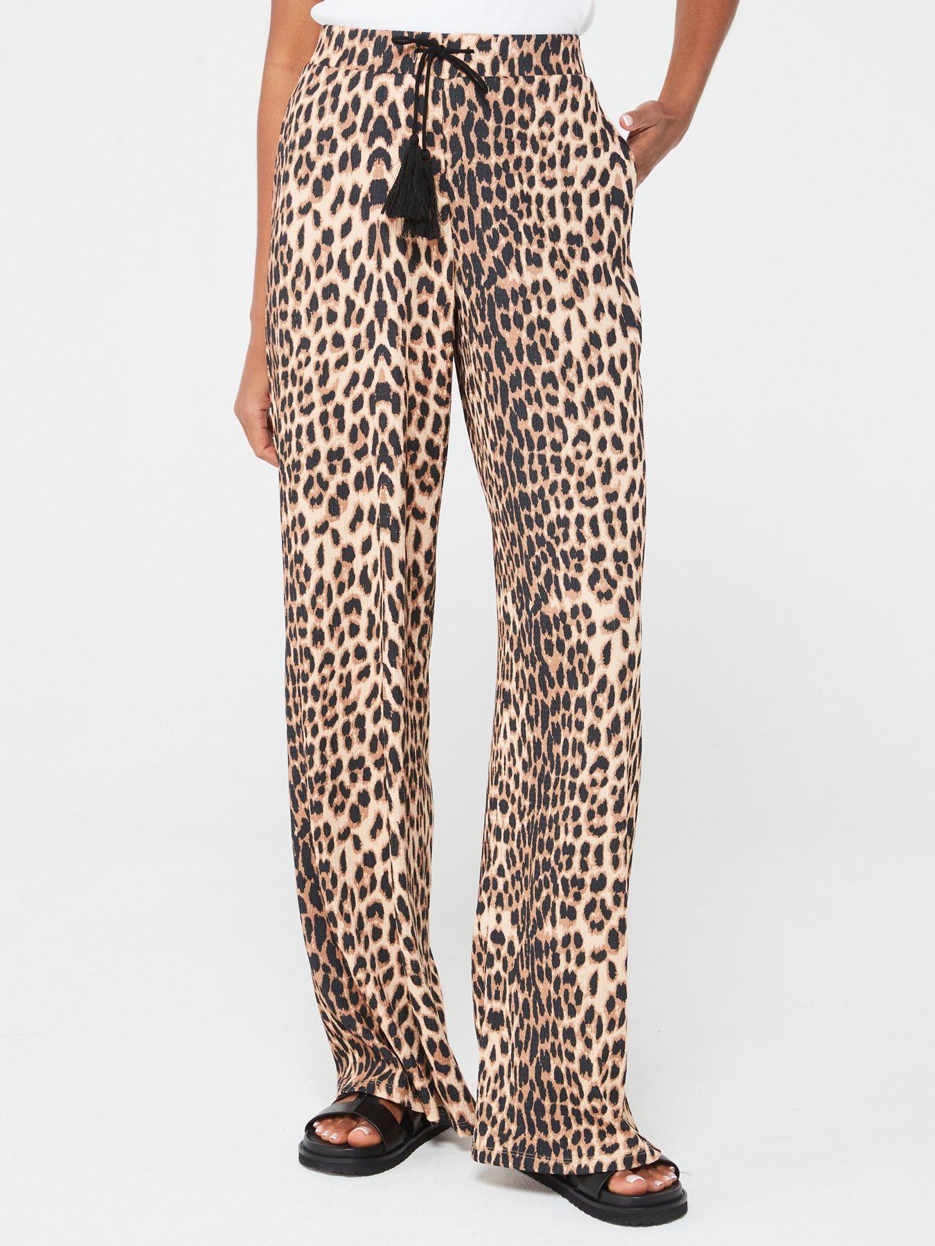 V by Very Leopard Print Wide Leg Trouser Animal Print