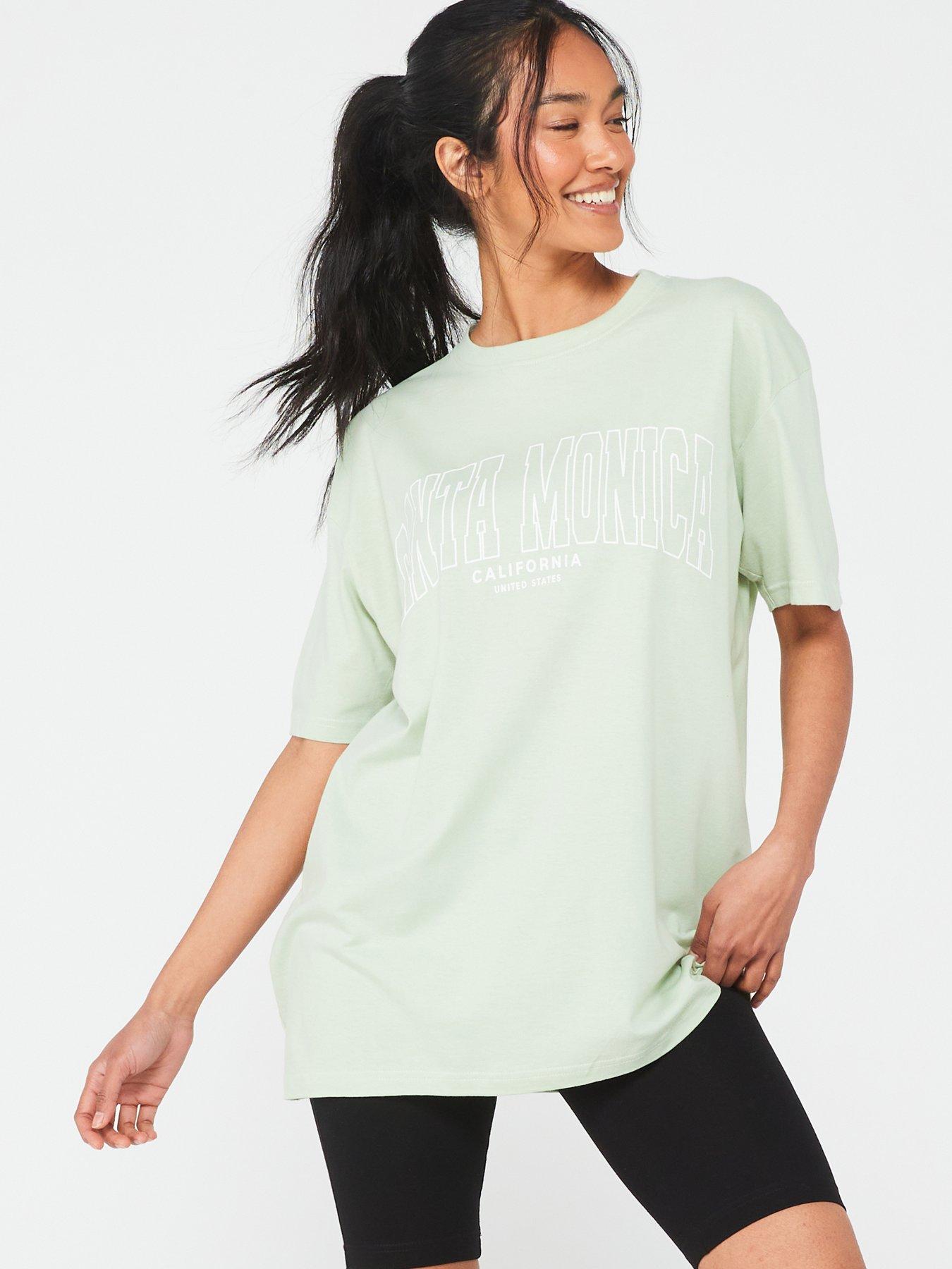 Everyday Santa Monica Slogan T shirt - Sage | Very.co.uk