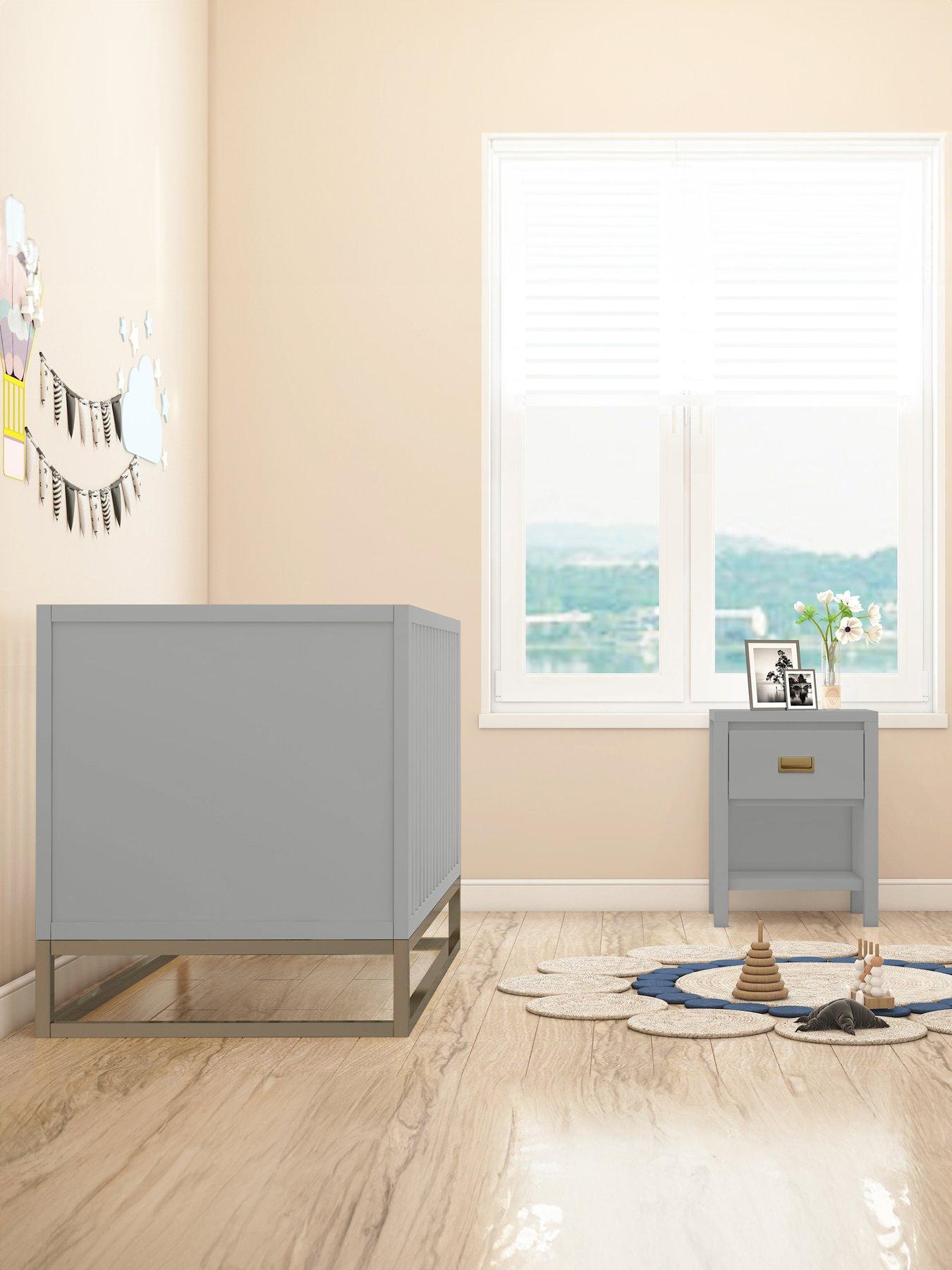 Little Seeds Monarch Hill Haven 1-Drawer Nursery Nightstand - Grey/Gold