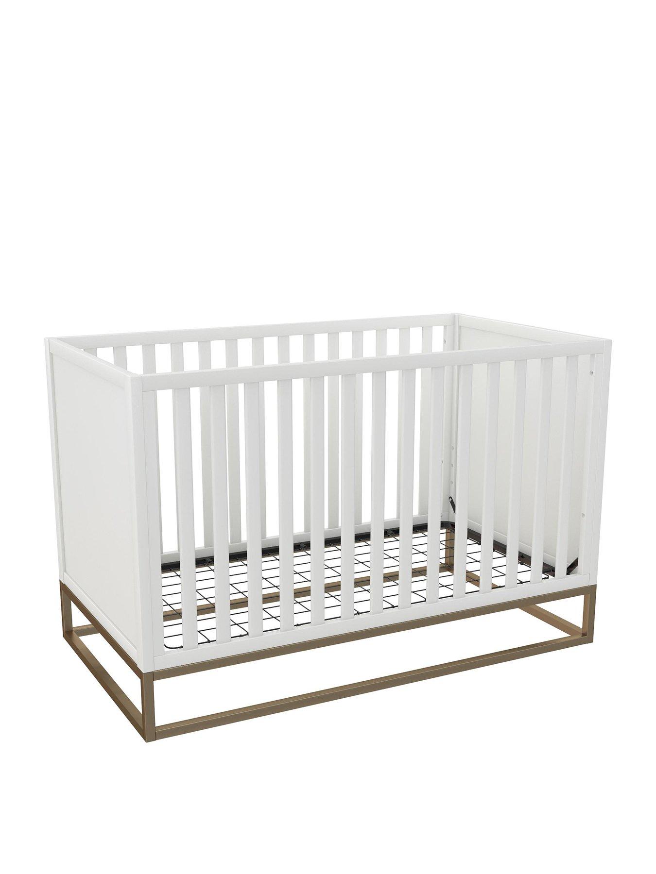 Little Seeds Monarch Hill Haven 3 in 1 Convertible Wood Crib with Metal Base White with Gold Base Very