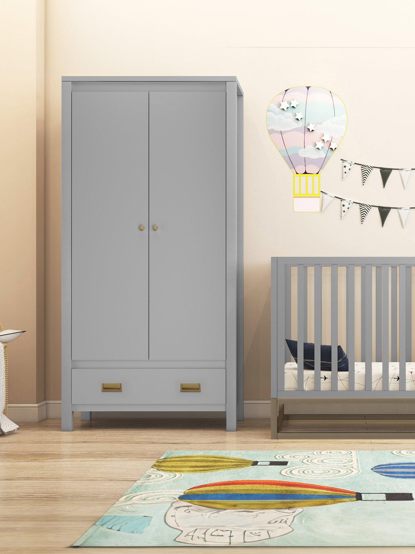 Product photograph of Little Seeds Monarch Hill Haven 2-door Nursery Wardrobe - Grey Gold from very.co.uk