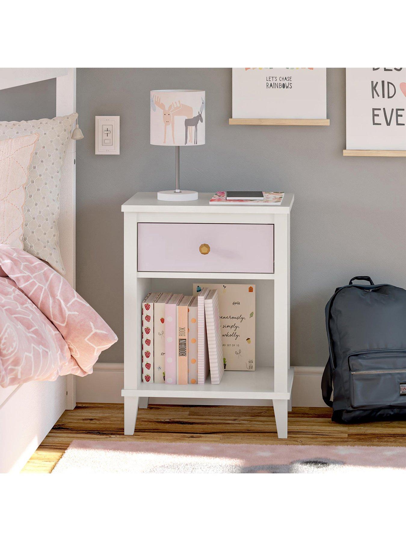 Product photograph of Little Seeds Monarch Hill Poppy Nursery Nightstand - White Pink from very.co.uk