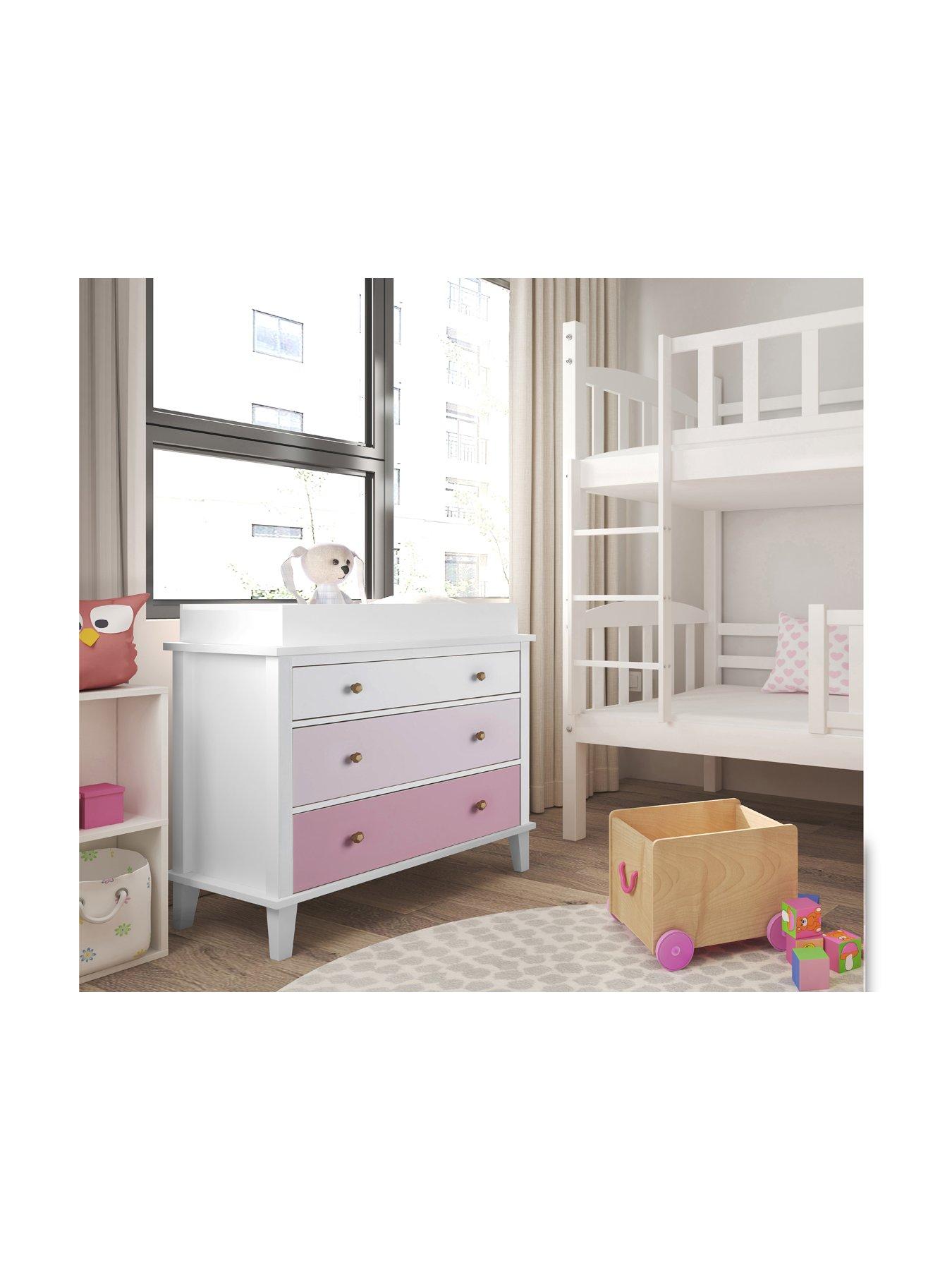 Little Seeds Monarch Hill Poppy Nursery 3 Drawer Changing Table - White/Pink