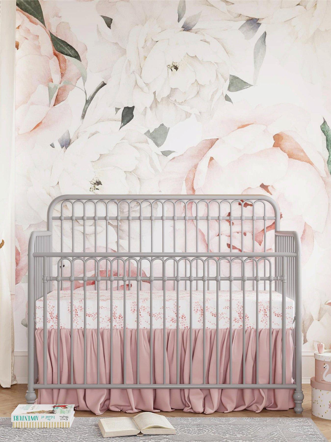 Product photograph of Little Seeds Monarch Hill Ivy 3-in-1 Convertible Metal Crib - Dove Grey from very.co.uk