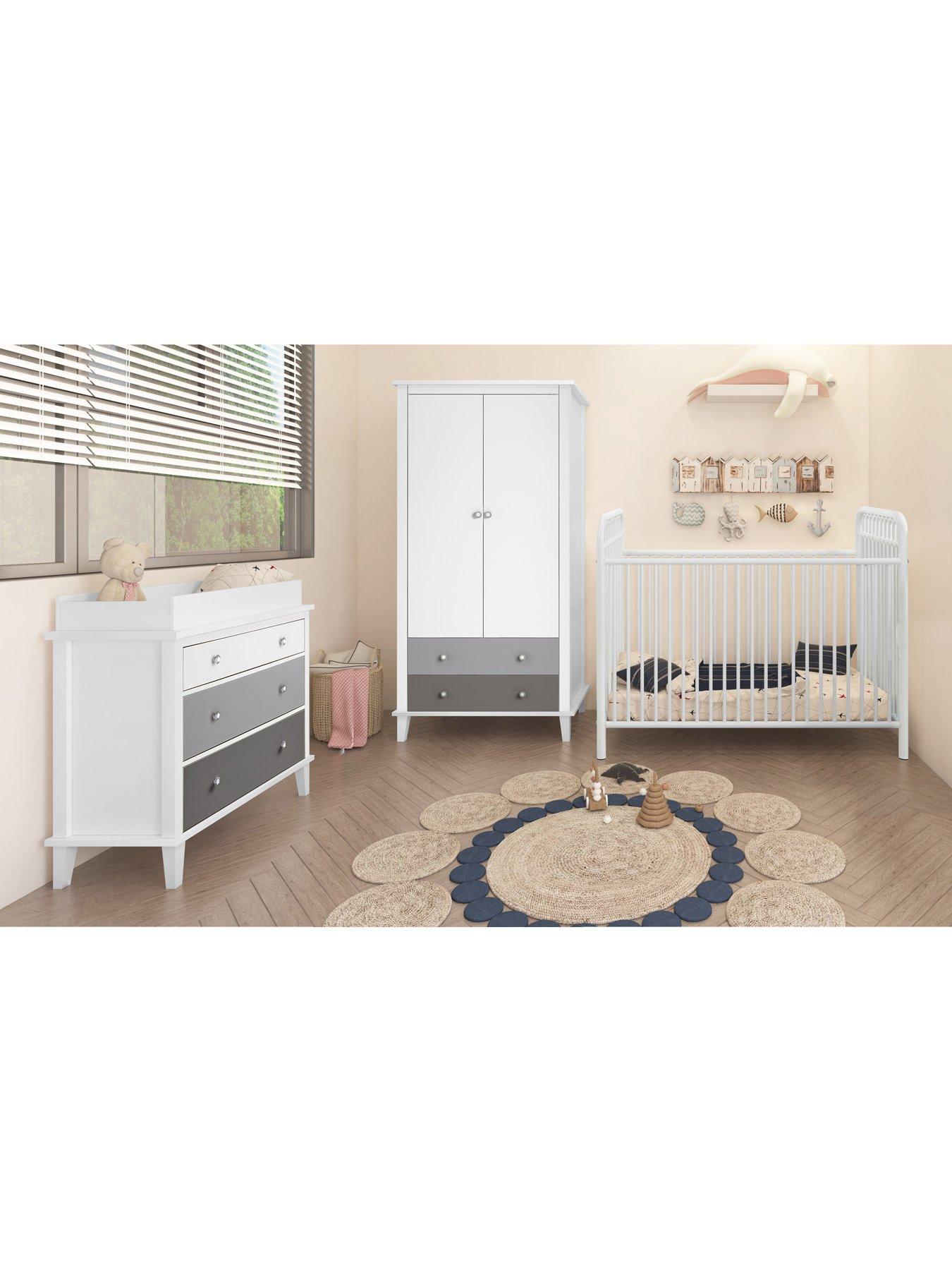 Product photograph of Little Seeds Poppy 2 Drawer Nursery Wardrobe - White Grey from very.co.uk