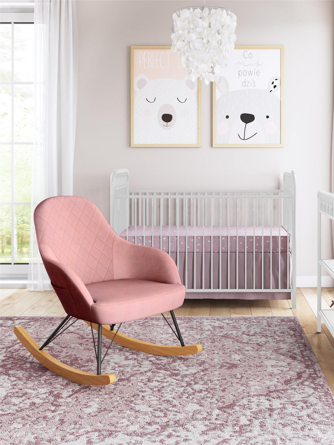 Product photograph of Little Seeds Monarch Hill Dahlia Upholstered Rocking Chair - Rose Velvet from very.co.uk