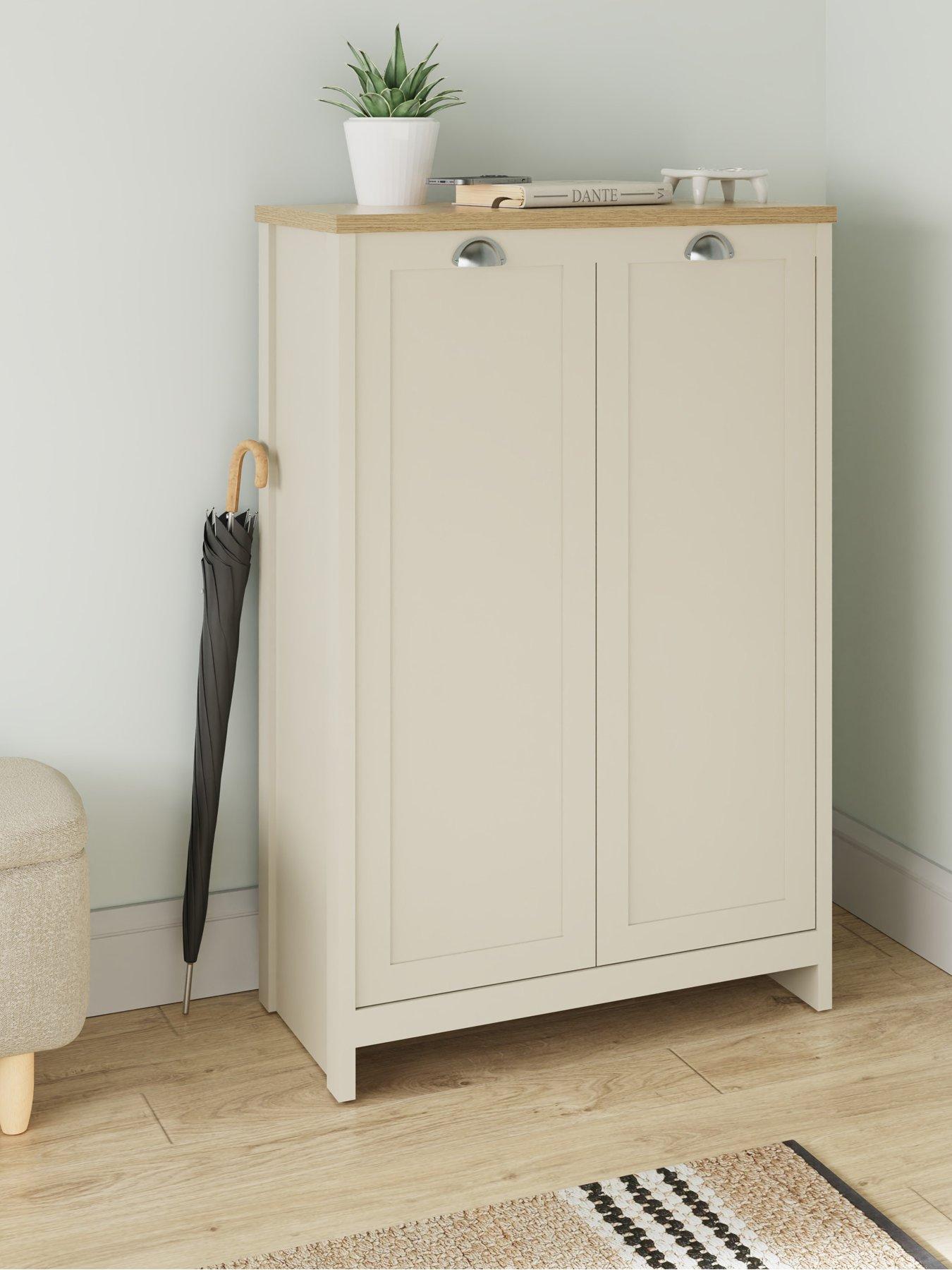 GFW Lancaster 2 Door Shoe Cabinet - Cream/Oak - FSC® Certified