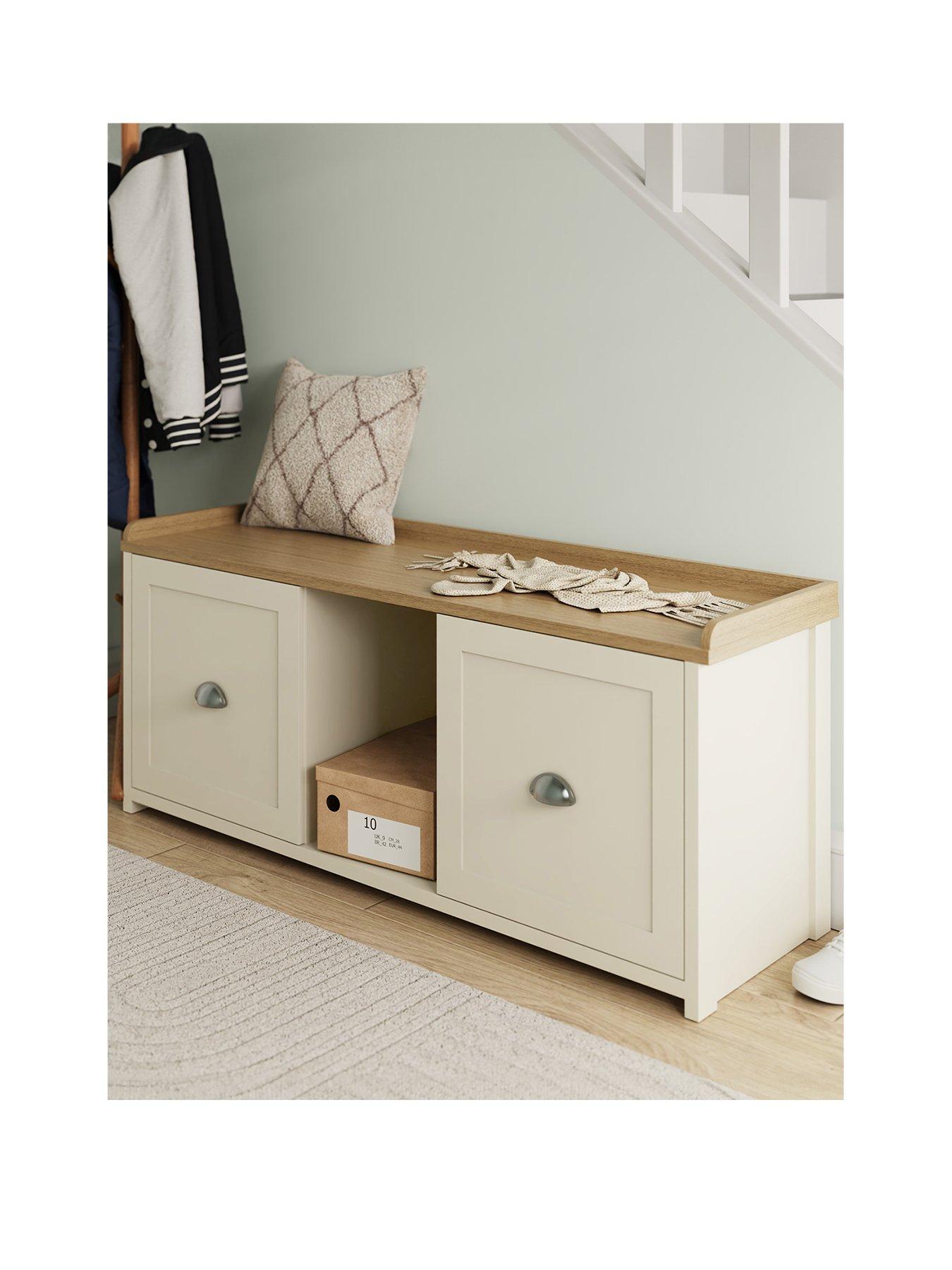 Image 2 of 6 of GFW Lancaster 2 Door Shoe Bench - Cream/Oak - FSC&reg; Certified