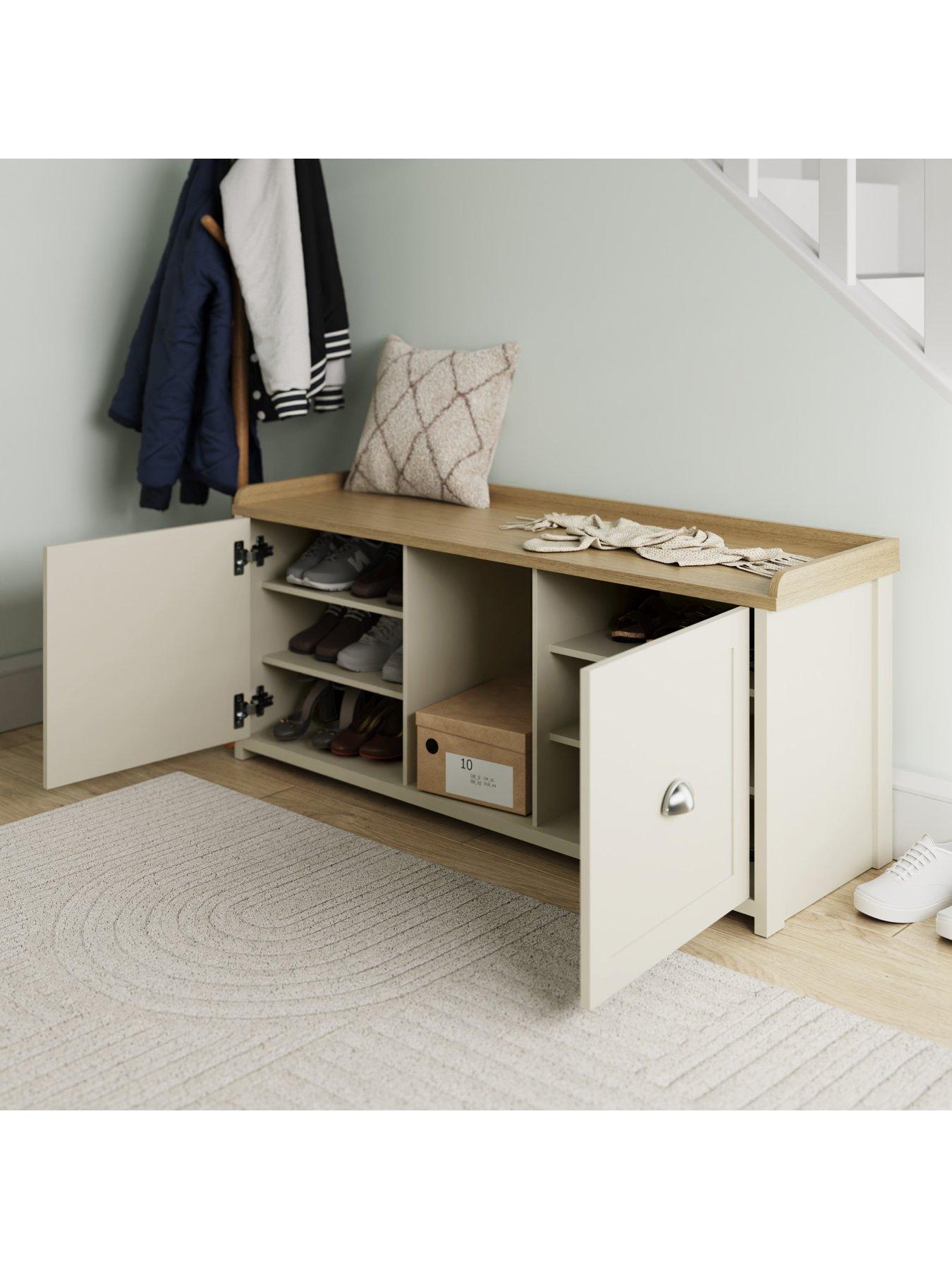 Image 3 of 6 of GFW Lancaster 2 Door Shoe Bench - Cream/Oak - FSC&reg; Certified