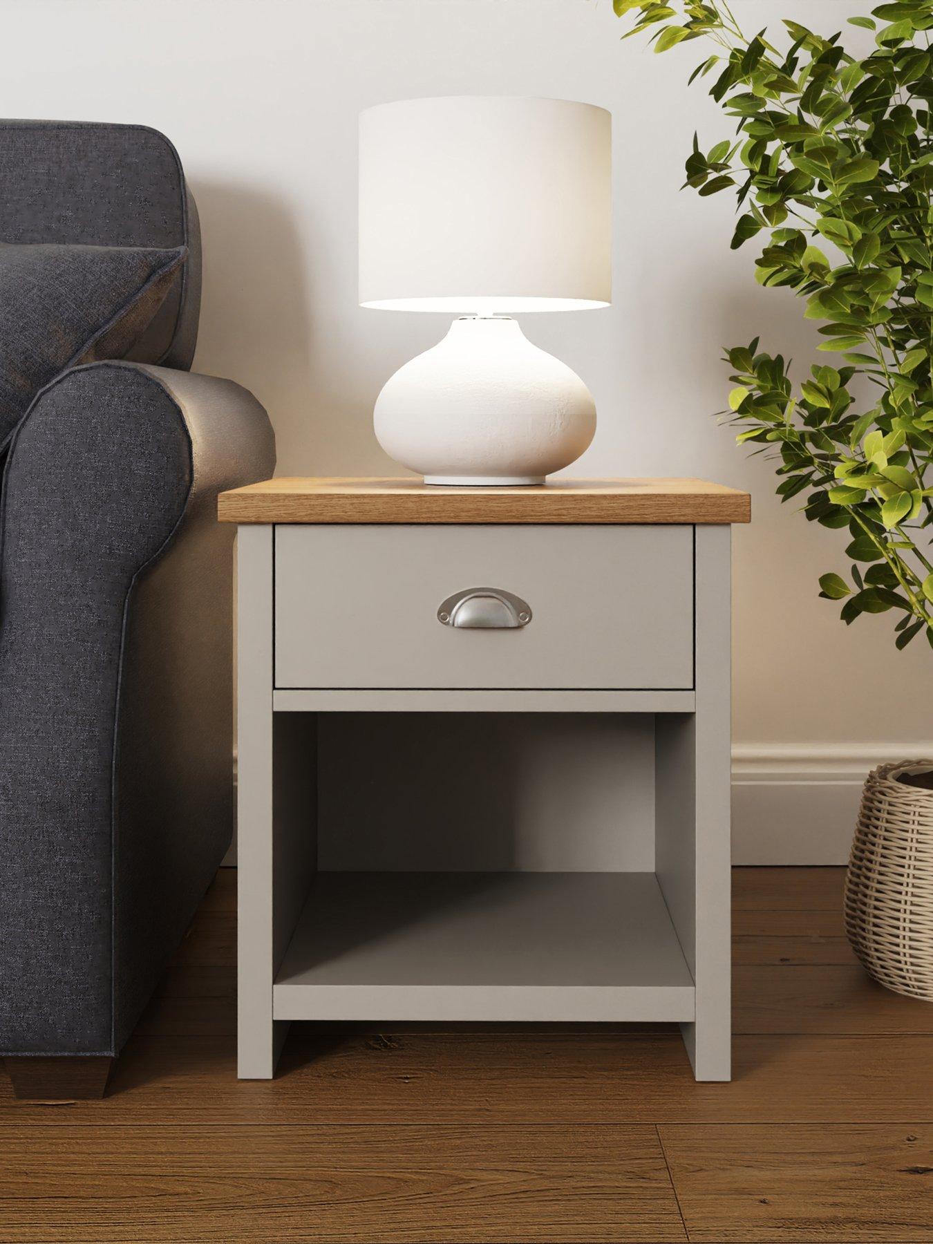 GFW Lancaster Lamp Table - Grey/Oak