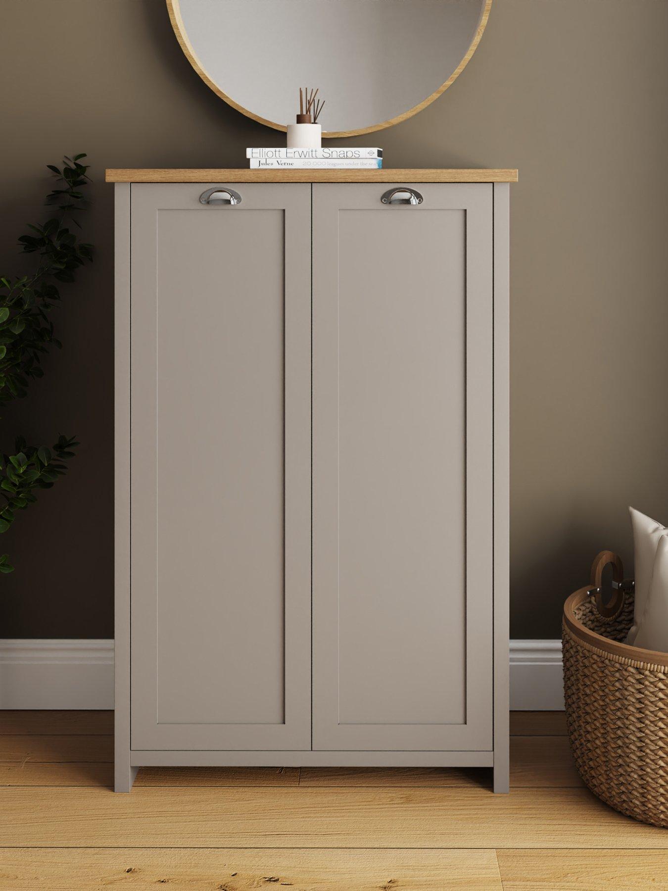 GFW Lancaster 2 Door Shoe Cabinet - Grey - FSC® Certified