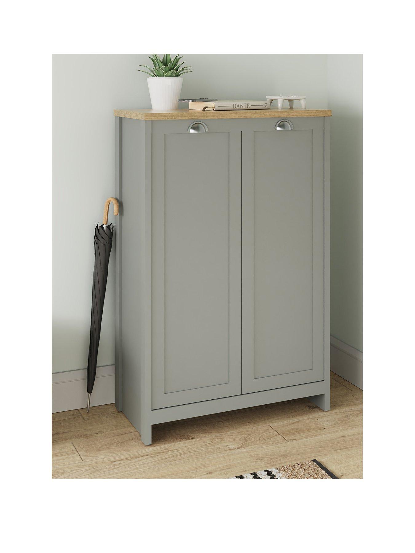 Image 2 of 6 of GFW Lancaster 2 Door Shoe Cabinet&nbsp;- Grey -&nbsp;FSC&reg; Certified